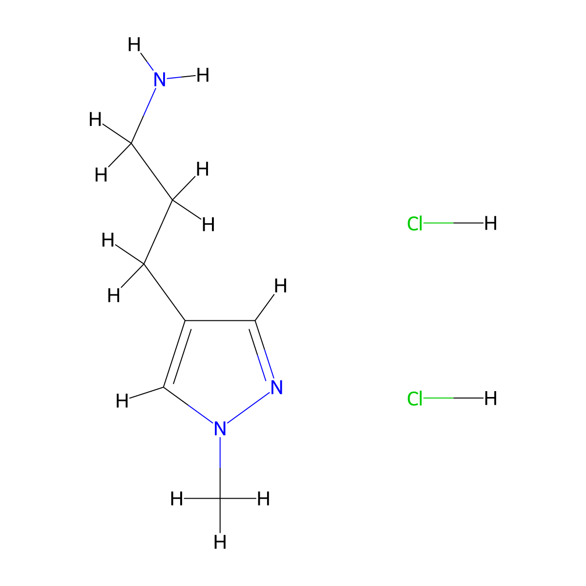 3-(1-methyl-1H-pyrazol-4-yl)propan-1-amine dihydrochloride molecular structure, CAS 1431970-25-0
