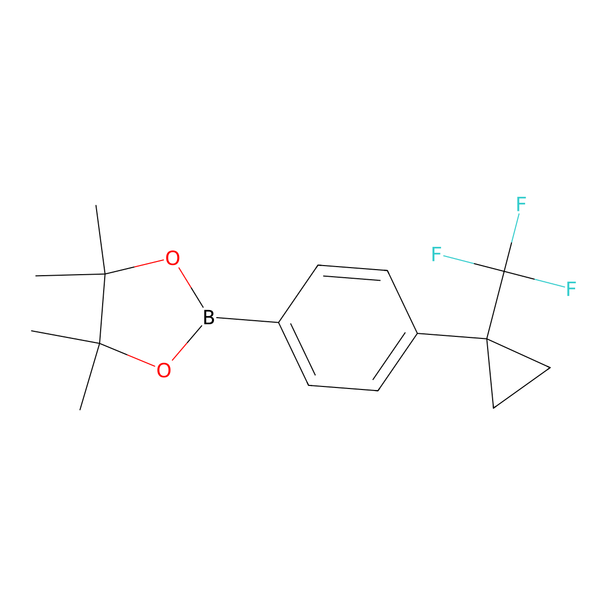 4,4,5,5-Tetramethyl-2-(4-(1-(trifluoromethyl)cyclopropyl)phenyl)-1,3,2-dioxaborolane molecular structure, CAS 1431983-70-8