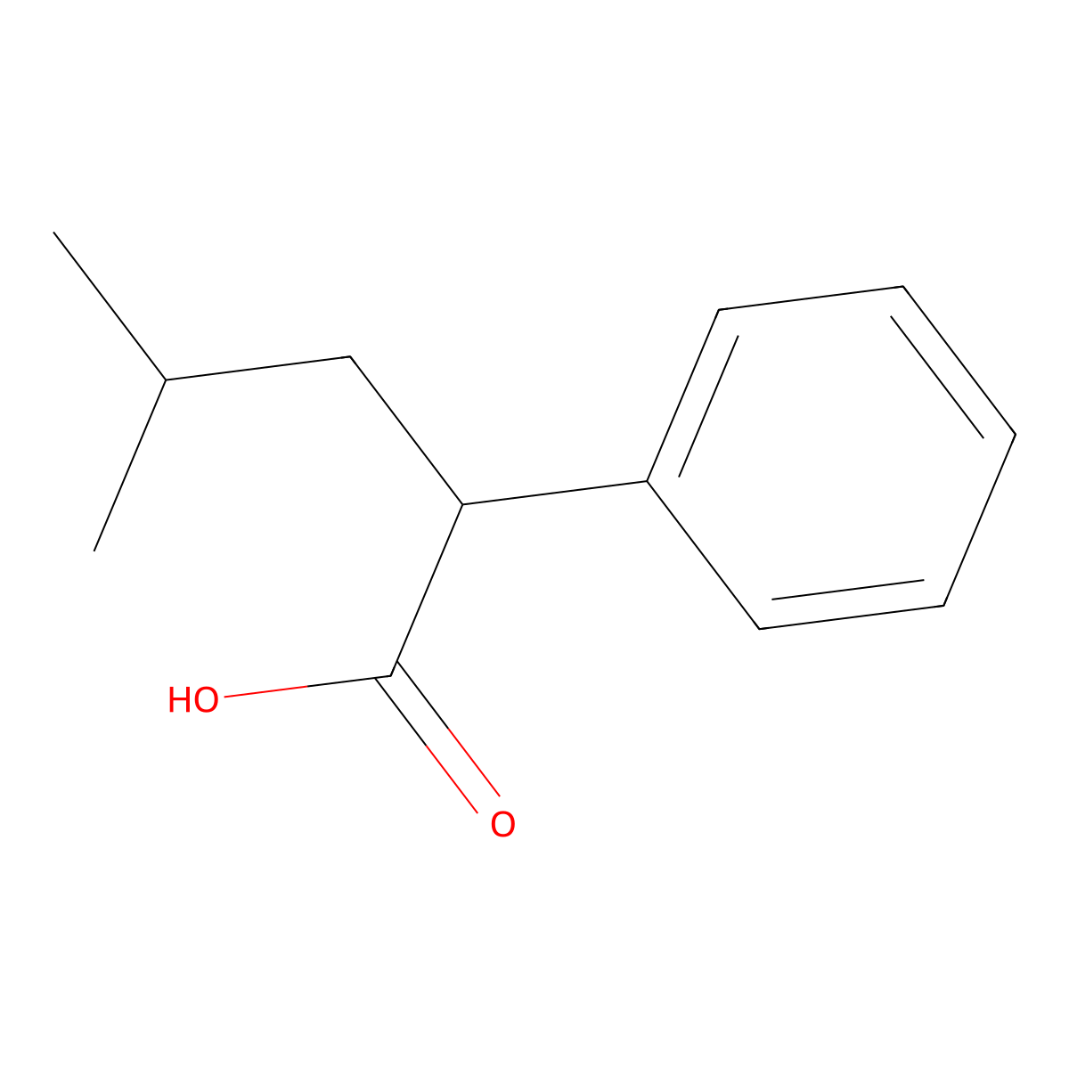 4-Methyl-2-phenylpentanoic acid molecular structure, CAS 14320-58-2