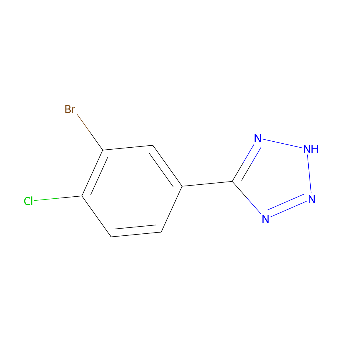 5-(3-bromo-4-chlorophenyl)-1H-tetrazole molecular structure, CAS 1432023-53-4