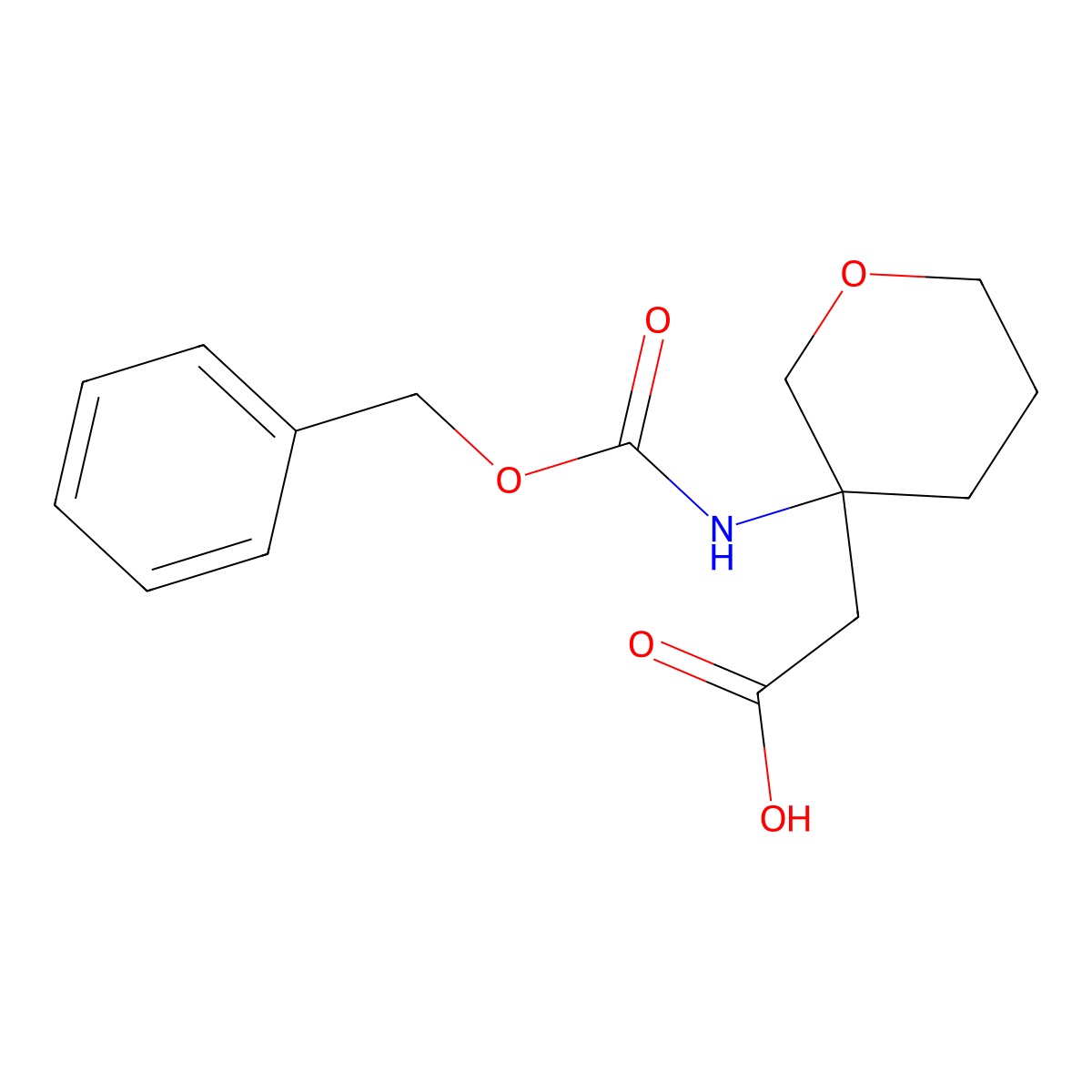 2-(3-{[(Benzyloxy)carbonyl]amino}oxan-3-yl)acetic acid molecular structure, CAS 1432024-08-2