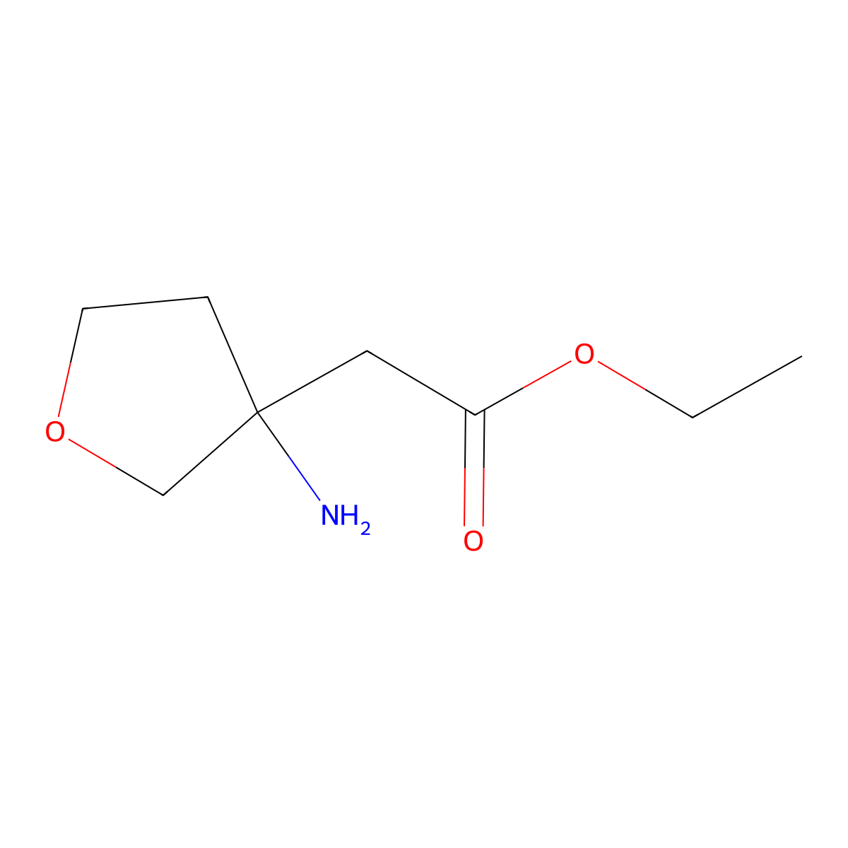 Ethyl 2-(3-aminooxolan-3-yl)acetate molecular structure, CAS 1432024-20-8