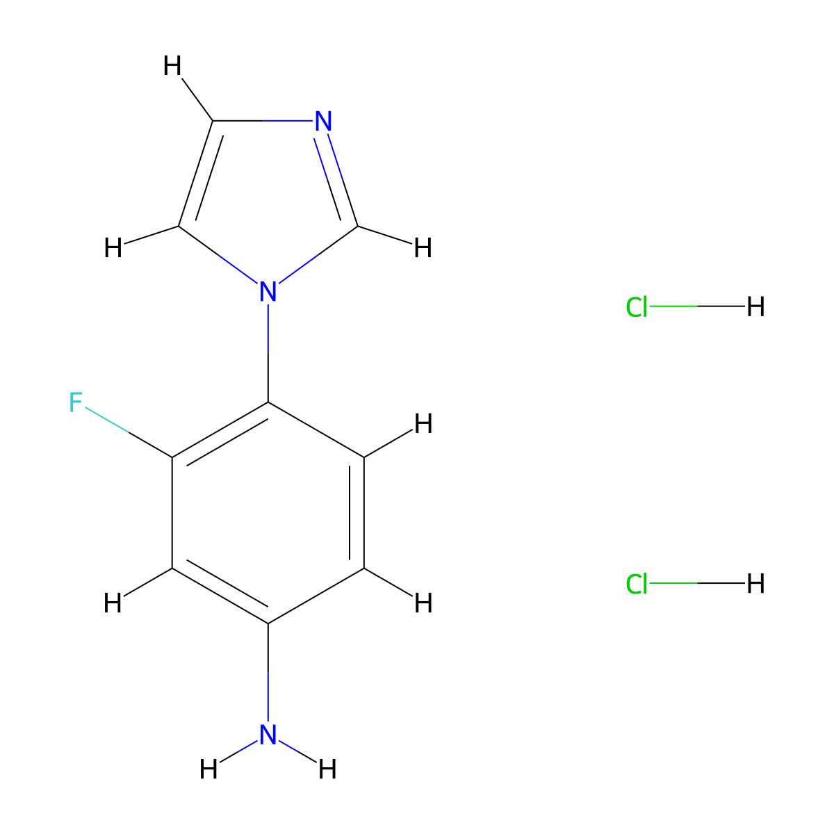 3-Fluoro-4-(1H-imidazol-1-yl)aniline dihydrochloride molecular structure, CAS 1432026-14-6