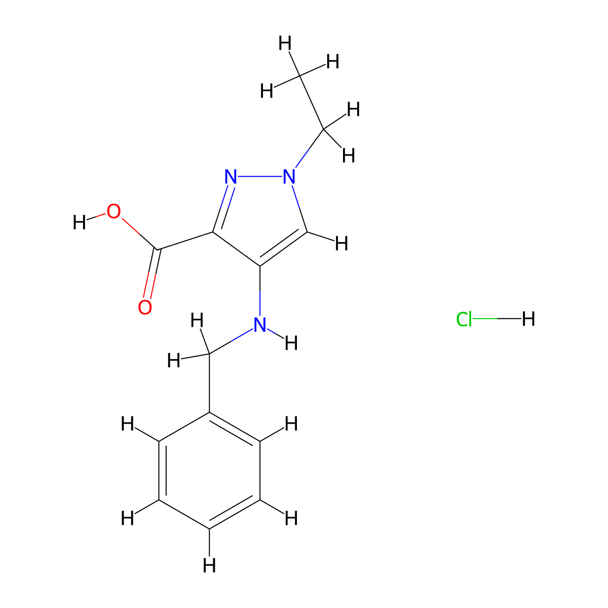4-(benzylamino)-1-ethyl-1{H}-pyrazole-3-carboxylic acid molecular structure, CAS 1432026-20-4