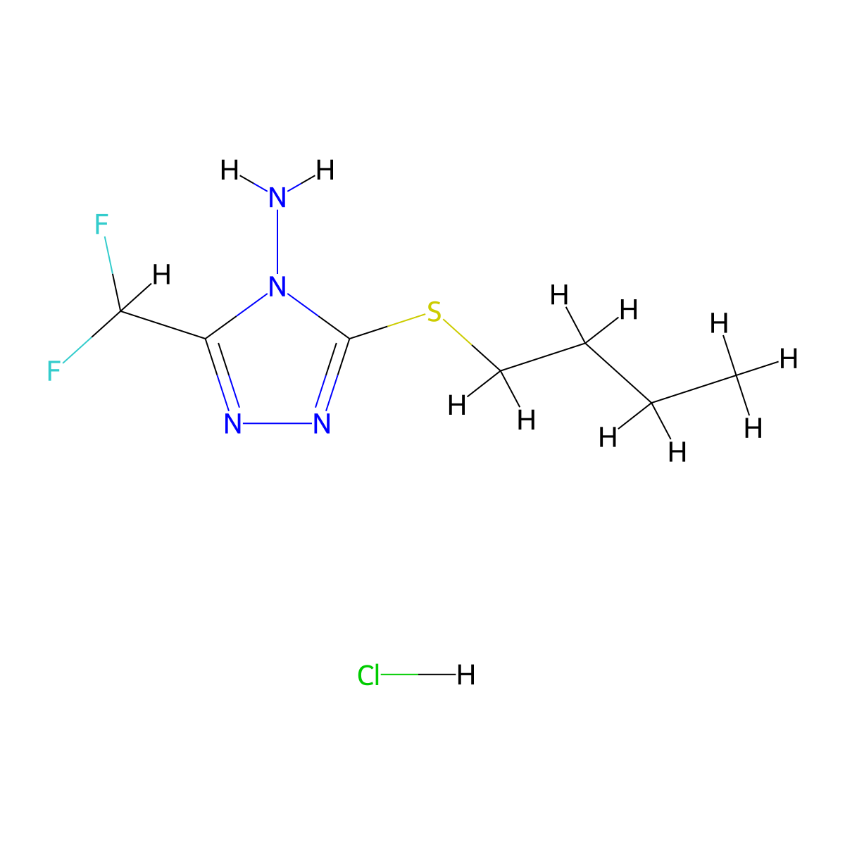 3-(Butylthio)-5-(difluoromethyl)-4H-1,2,4-triazol-4-amine hydrochloride molecular structure, CAS 1432026-63-5