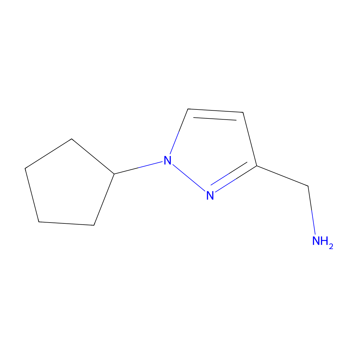 (1-cyclopentyl-1H-pyrazol-3-yl)methanamine molecular structure, CAS 1432026-68-0