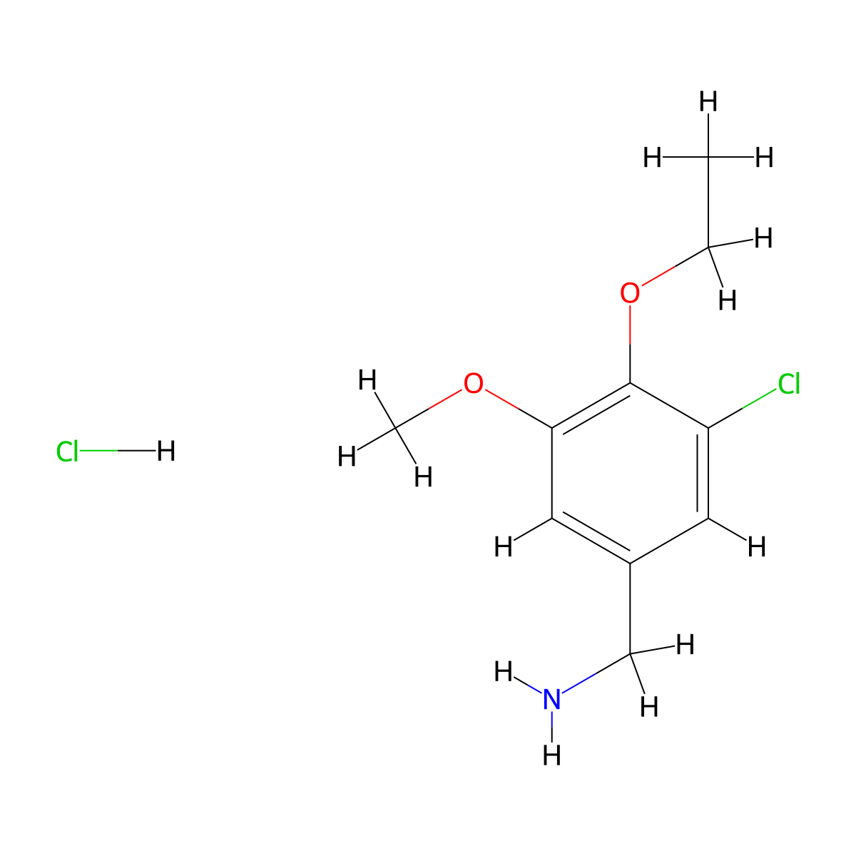 1-(3-Chloro-4-ethoxy-5-methoxyphenyl)methanamine hydrochloride molecular structure, CAS 1432026-80-6