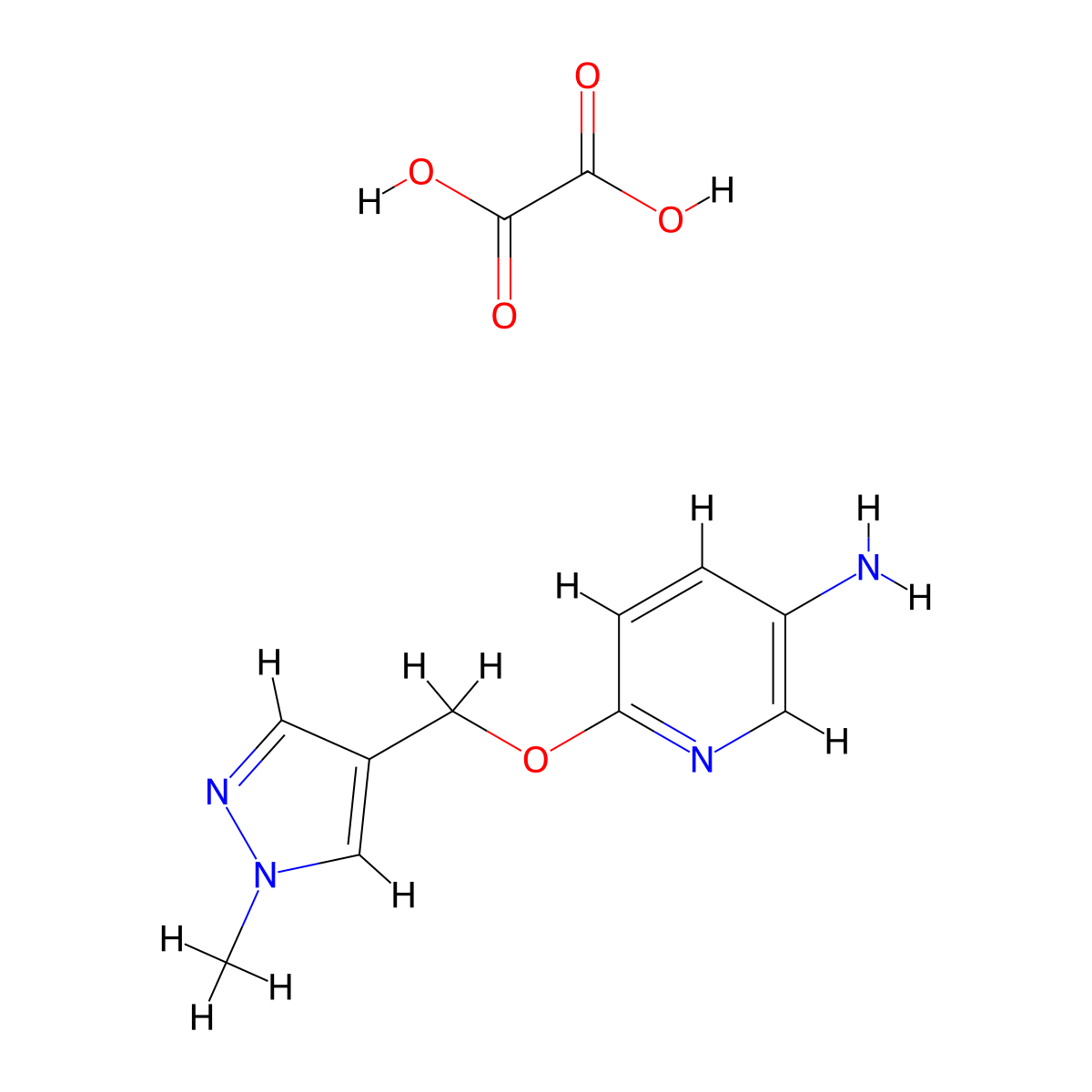 6-[(1-Methylpyrazol-4-yl)methoxy]pyridin-3-amine;oxalic acid molecular structure, CAS 1432027-35-4
