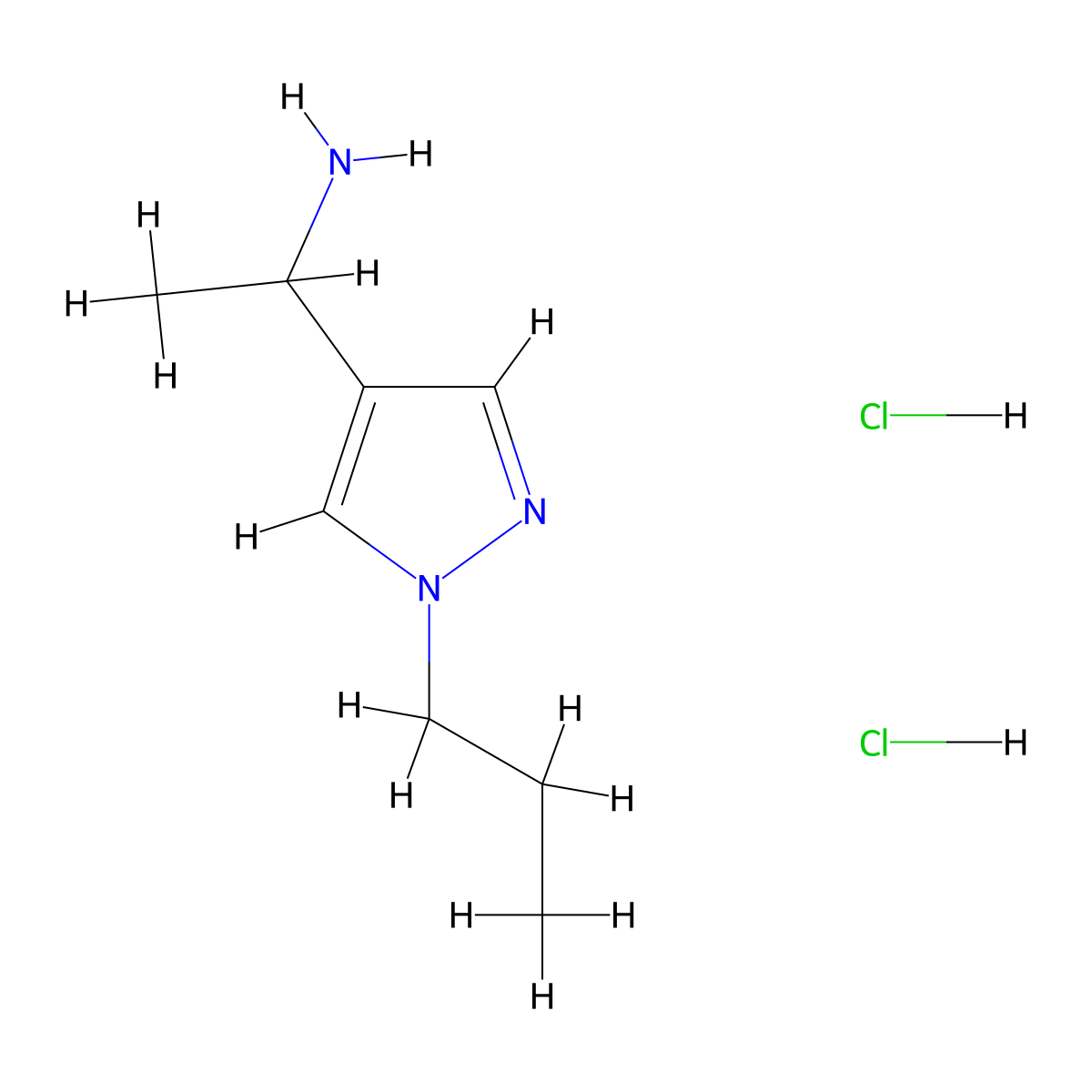 1-(1-Propyl-1H-pyrazol-4-yl)ethanamine xhydrochloride molecular structure, CAS 1432027-55-8