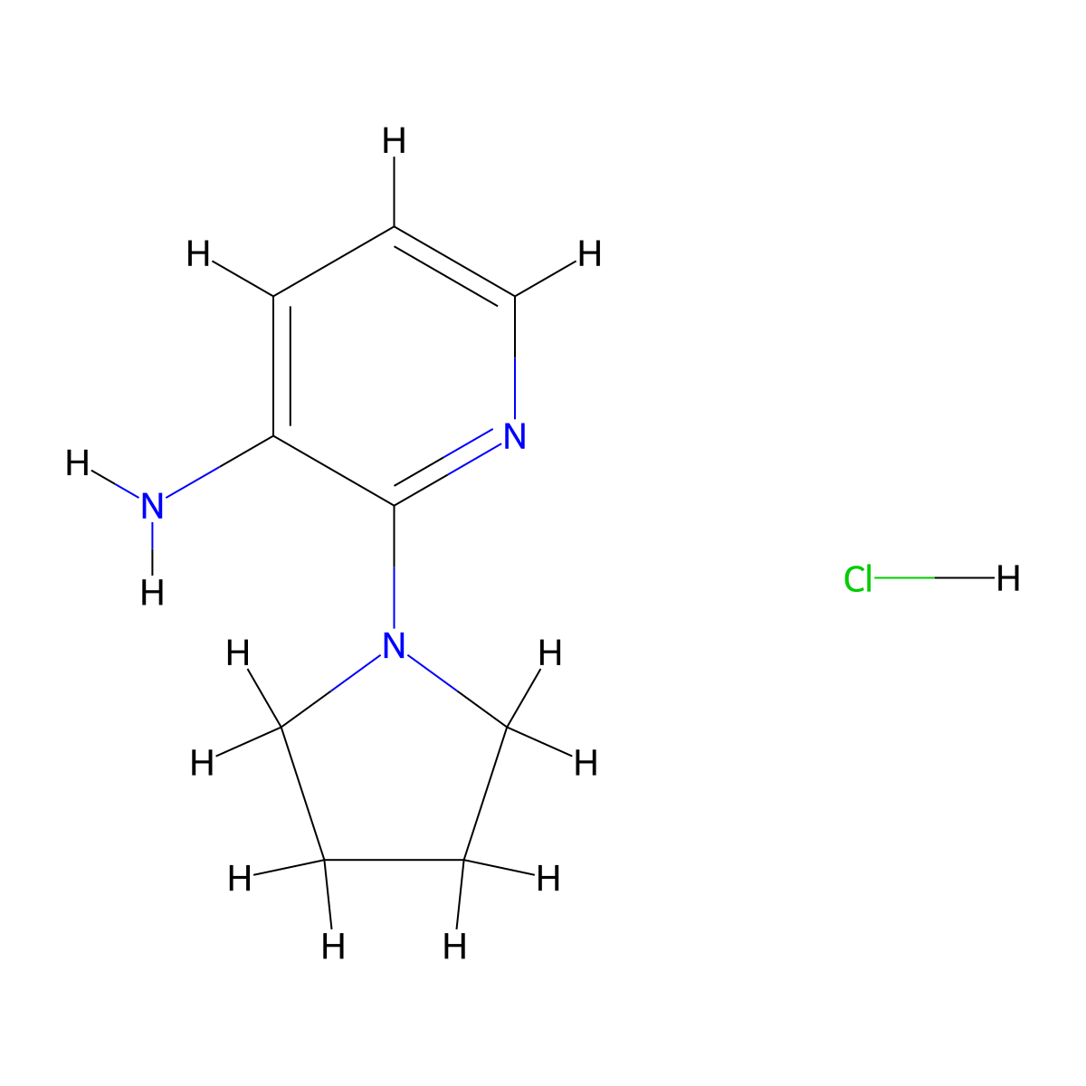 2-Pyrrolidin-1-ylpyridin-3-amine hydrochloride molecular structure, CAS 1432029-20-3