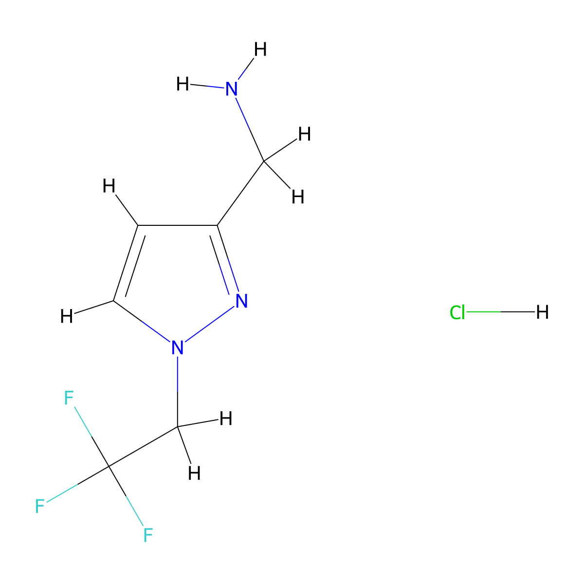 [1-(2,2,2-Trifluoroethyl)-1H-pyrazol-3-yl]methanamine hydrochloride molecular structure, CAS 1432031-03-2