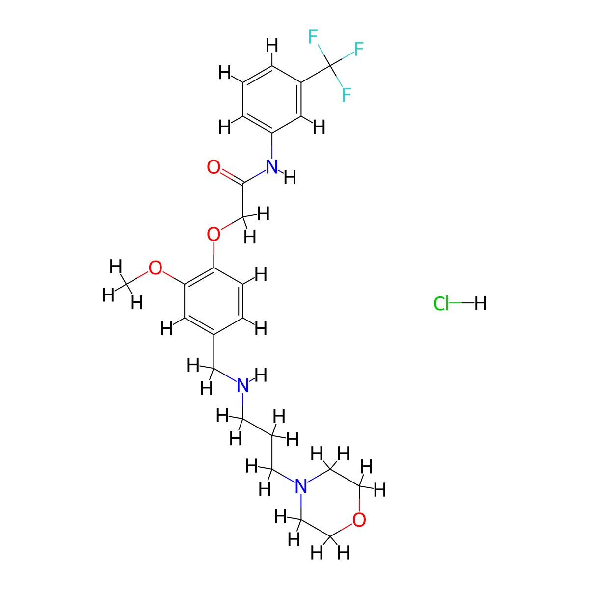2-[2-methoxy-4-({[3-(4-morpholinyl)propyl]amino}methyl)phenoxy]-N-[3-(trifluoromethyl)phenyl]acetamide hydrochloride molecular structure, CAS 1432031-06-5