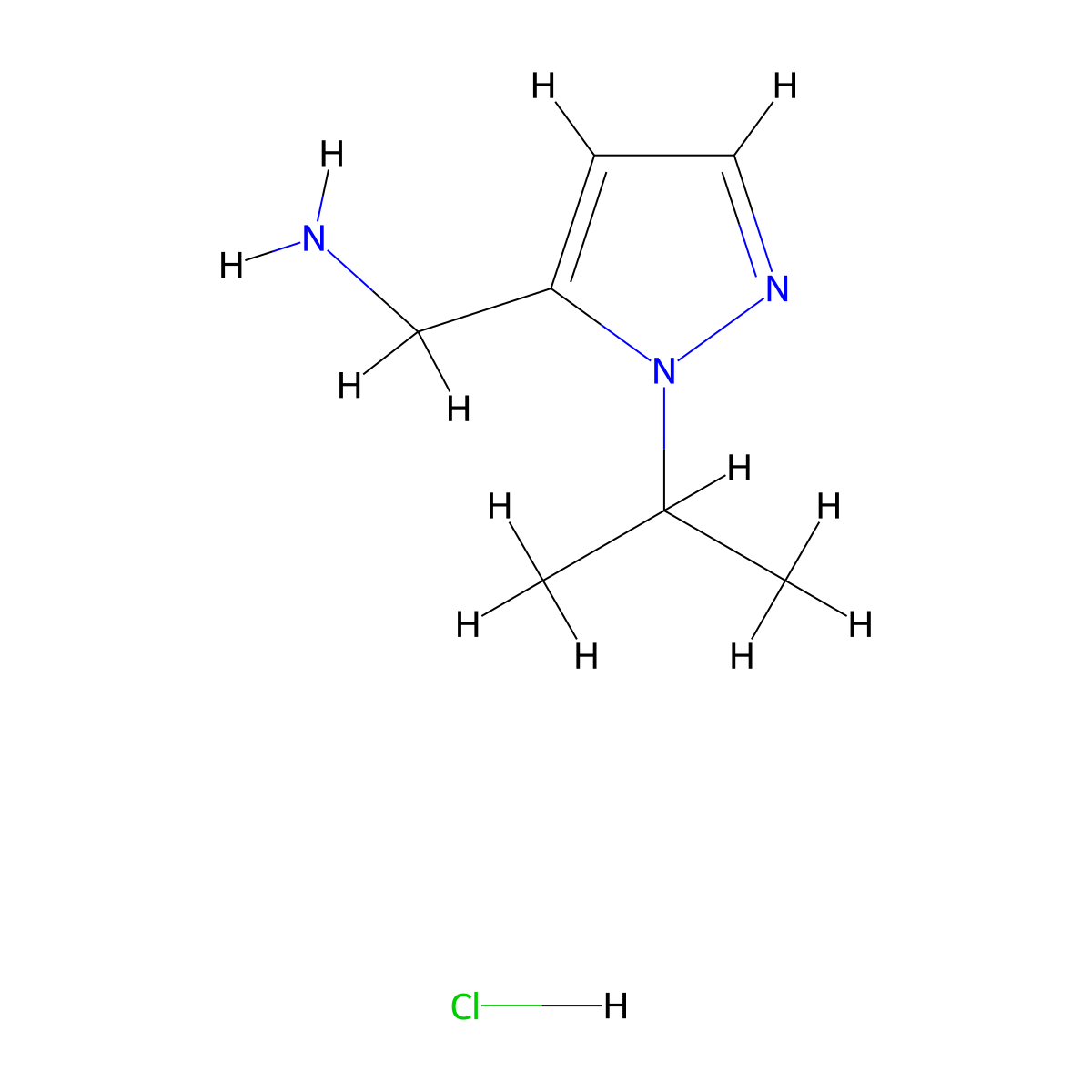 [1-(propan-2-yl)-1H-pyrazol-5-yl]methanamine hydrochloride molecular structure, CAS 1432031-33-8