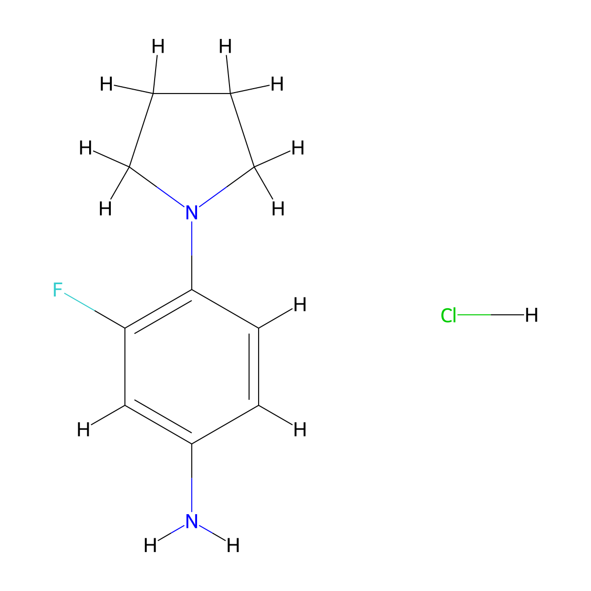 3-Fluoro-4-pyrrolidin-1-ylaniline hydrochloride molecular structure, CAS 1432031-63-4