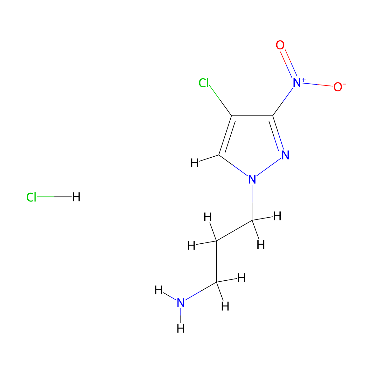 3-(4-Chloro-3-nitro-1H-pyrazol-1-yl)propan-1-amine hydrochloride molecular structure, CAS 1432033-45-8