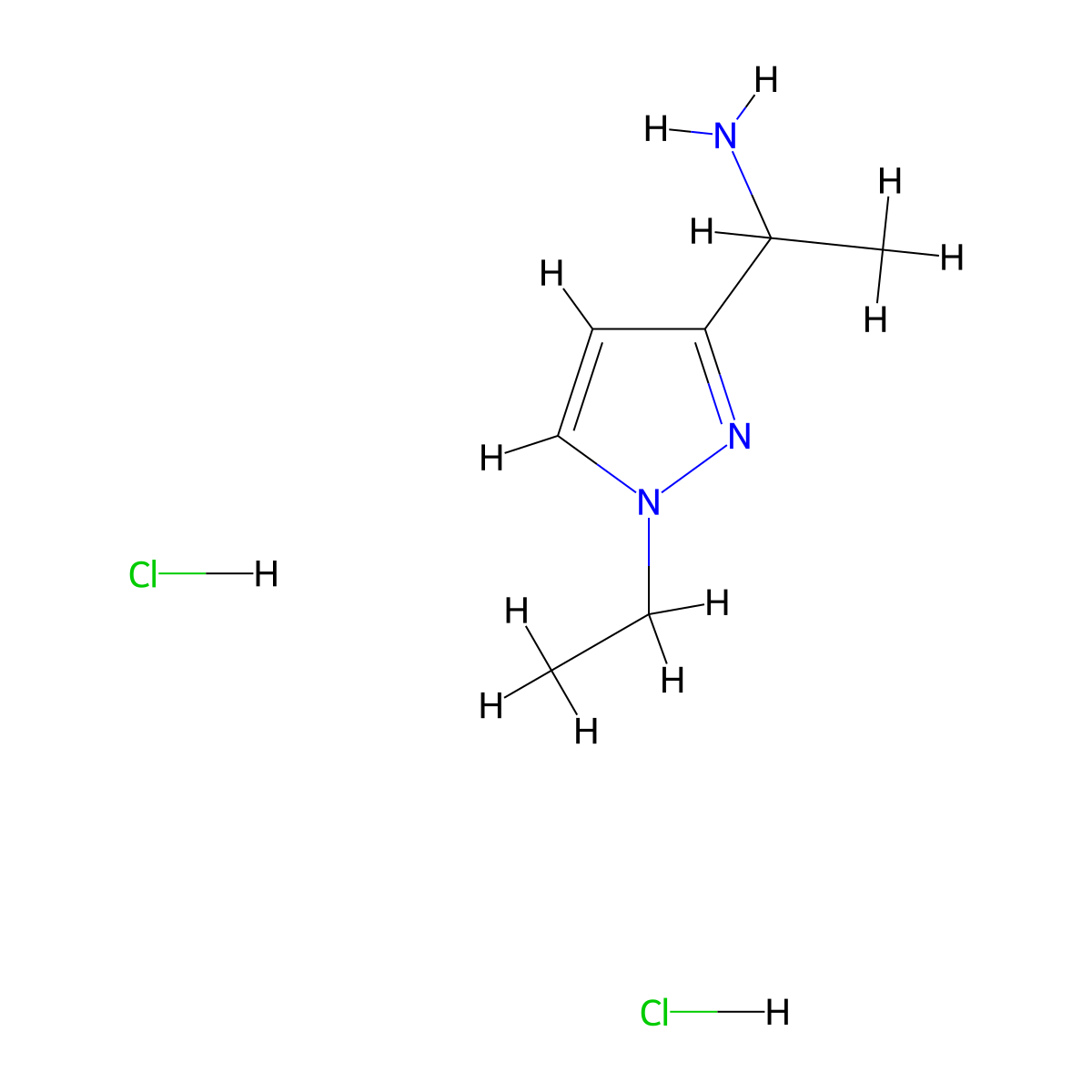 1-(1-Ethyl-1H-pyrazol-3-yl)ethanamine dihydrochloride molecular structure, CAS 1432034-88-2