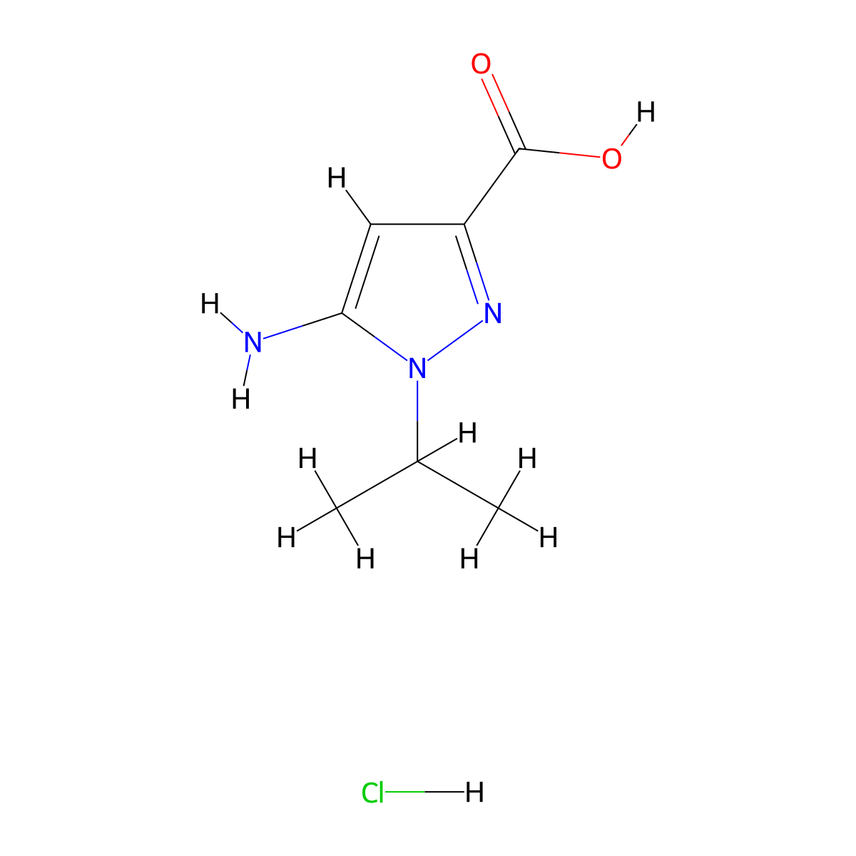 5-Amino-1-isopropyl-1H-pyrazole-3-carboxylic acid hydrochloride molecular structure, CAS 1432036-02-6
