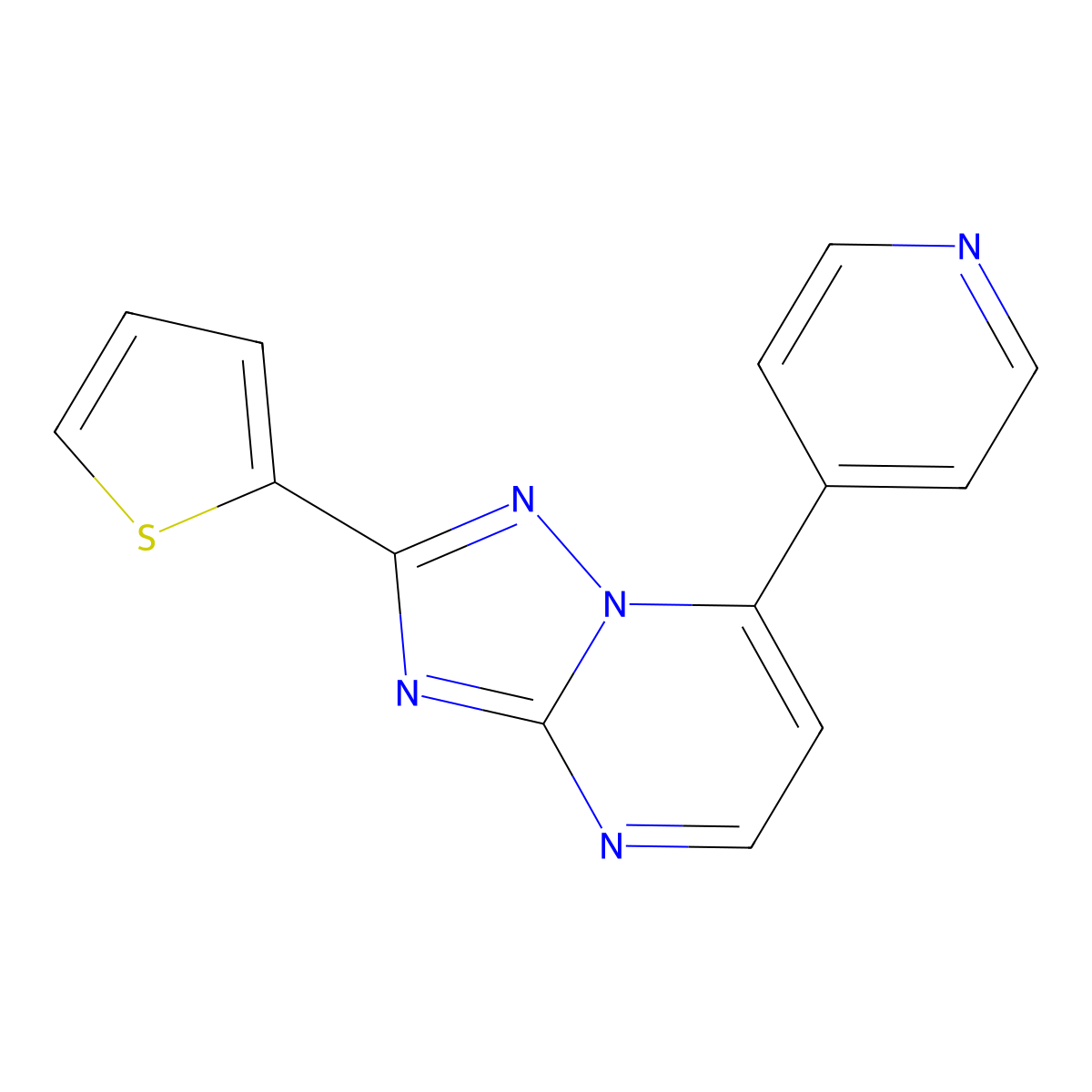 7-(4-Pyridyl)-2-(2-thienyl)[1,2,4]triazolo[1,5-a]pyrimidine molecular structure, CAS 1432053-49-0