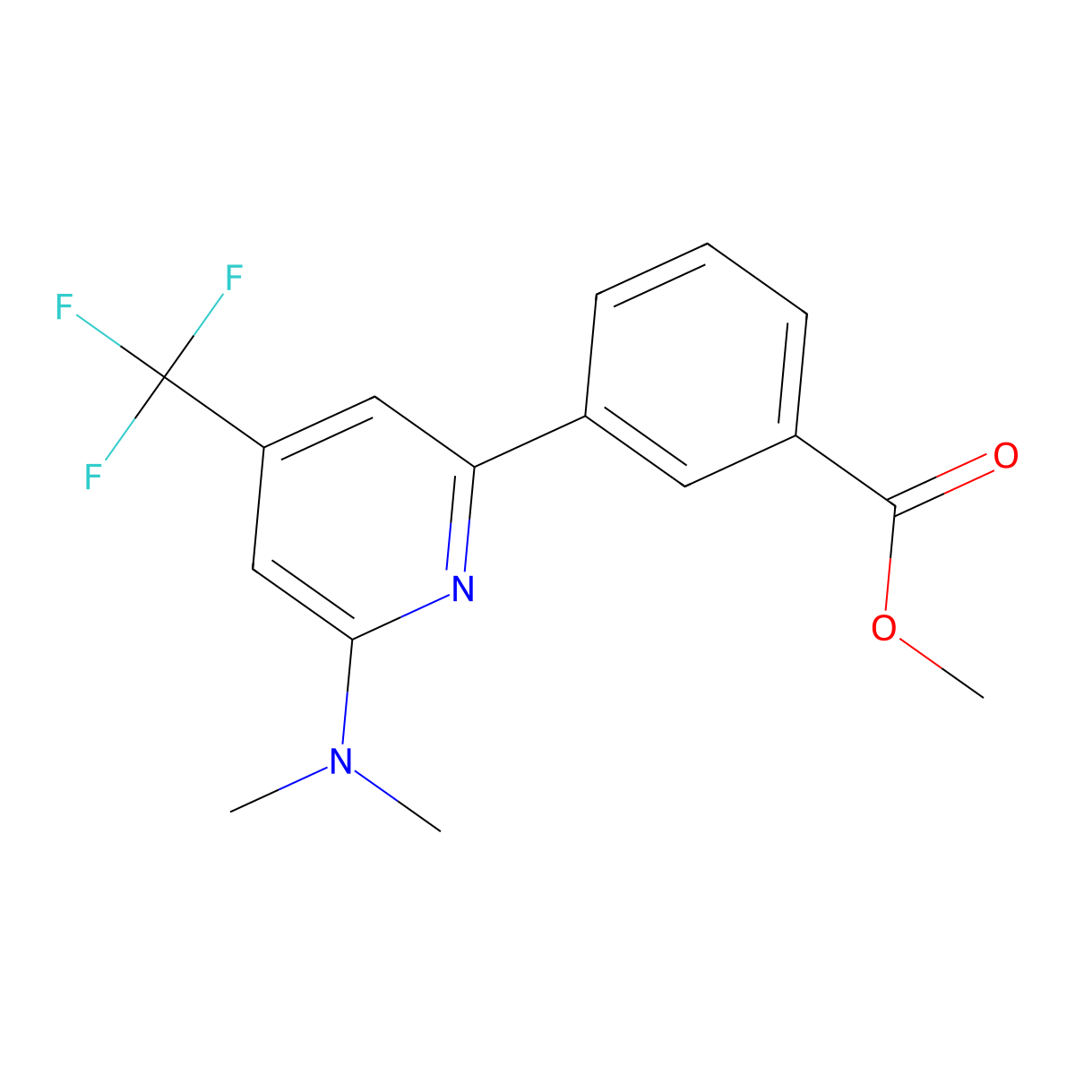 Methyl 3-[6-(dimethylamino)-4-(trifluoromethyl)-2-pyridyl]benzoate molecular structure, CAS 1432053-85-4