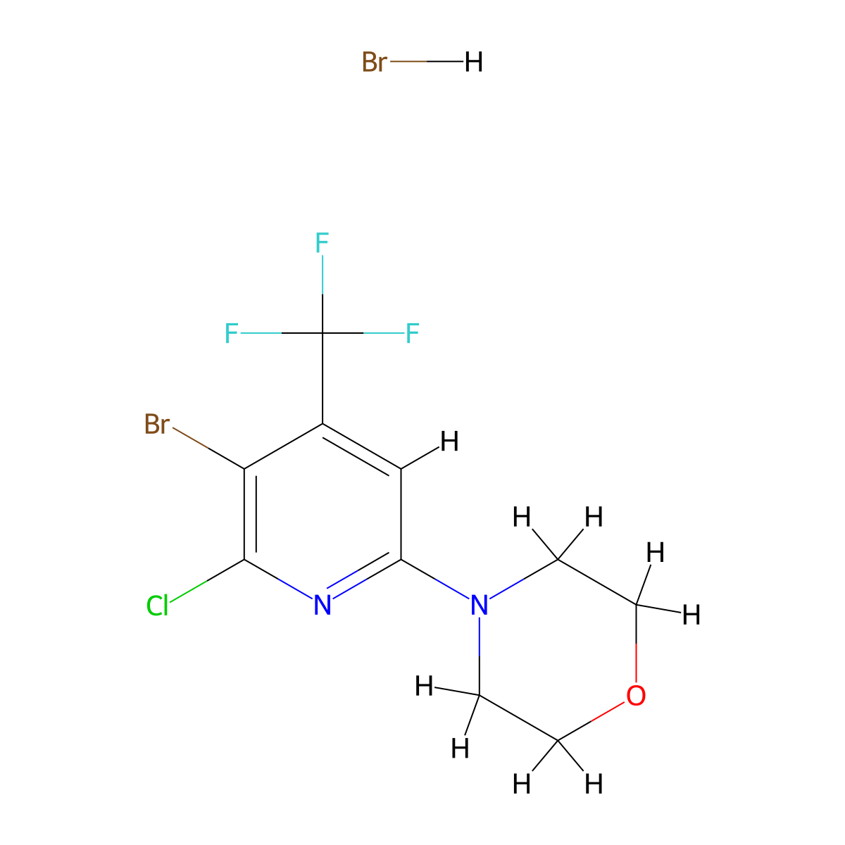 4-[5-Bromo-6-chloro-4-(trifluoromethyl)-2-pyridyl]morpholine hydrobromide molecular structure, CAS 1432053-98-9