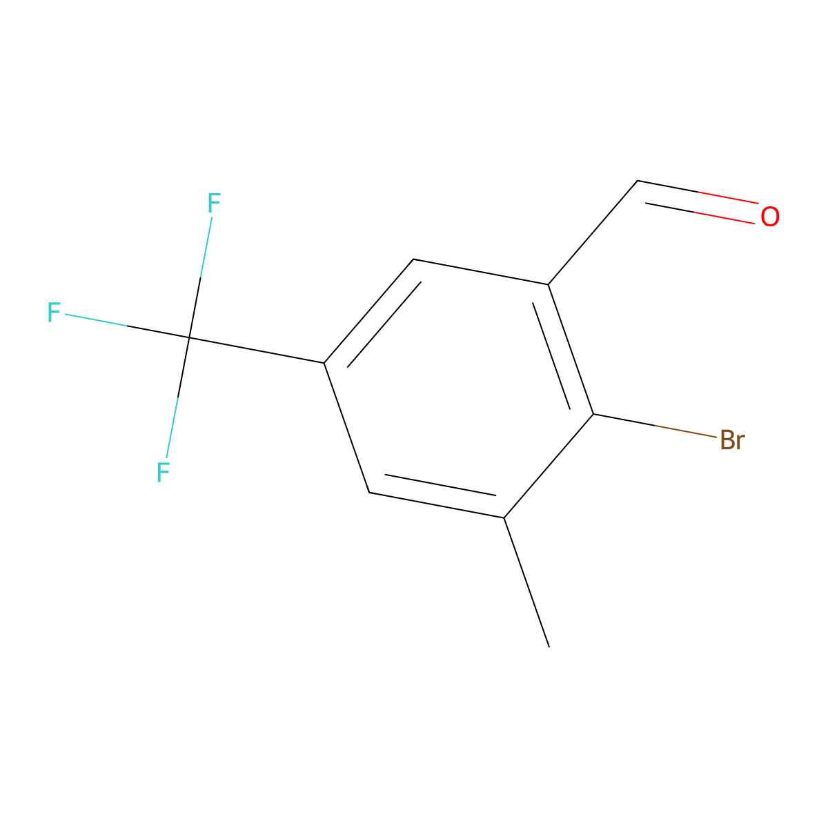 2-Bromo-3-methyl-5-(trifluoromethyl)benzaldehyde molecular structure, CAS 1432054-92-6