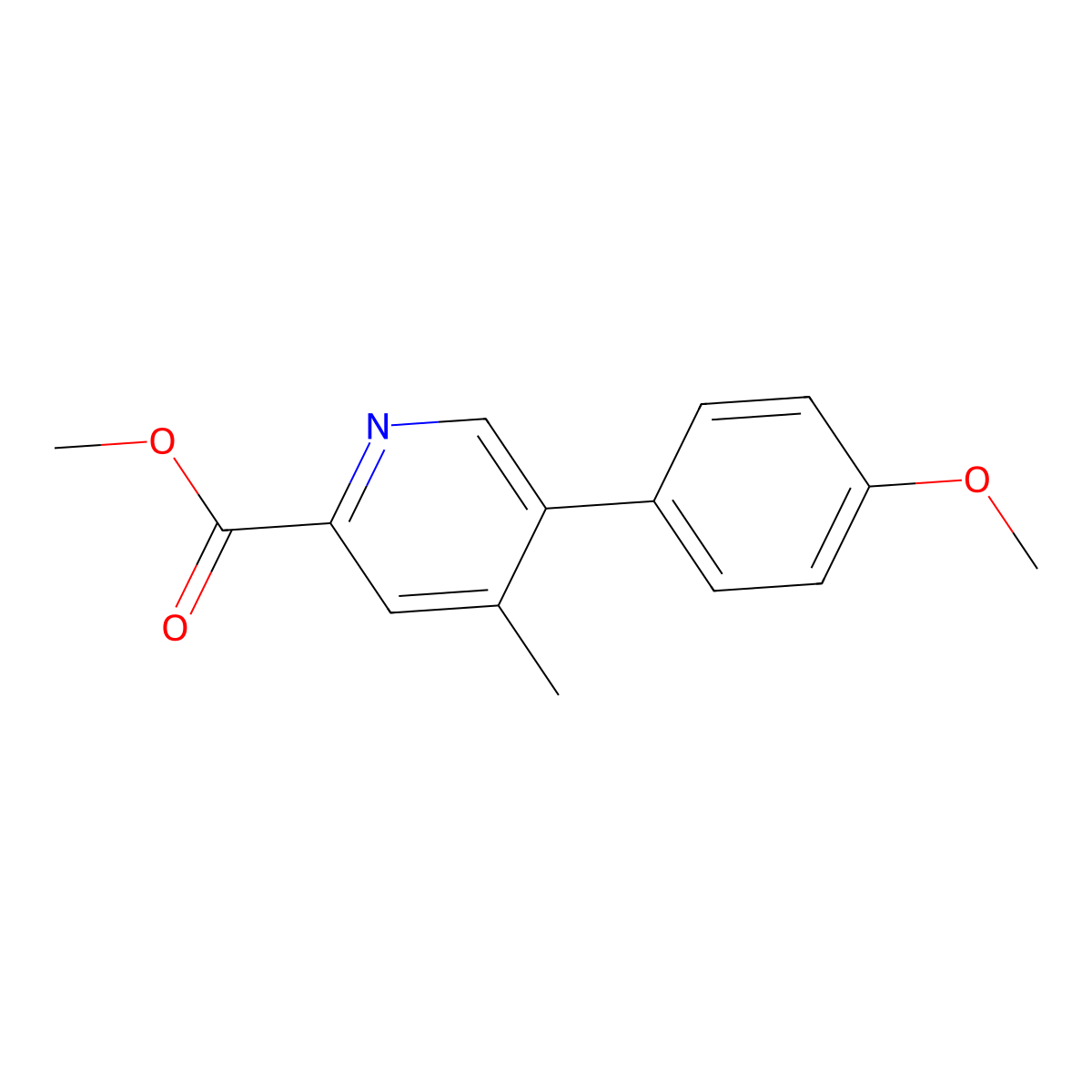Methyl 5-(4-methoxyphenyl)-4-methylpyridine-2-carboxylate molecular structure, CAS 1432055-29-2