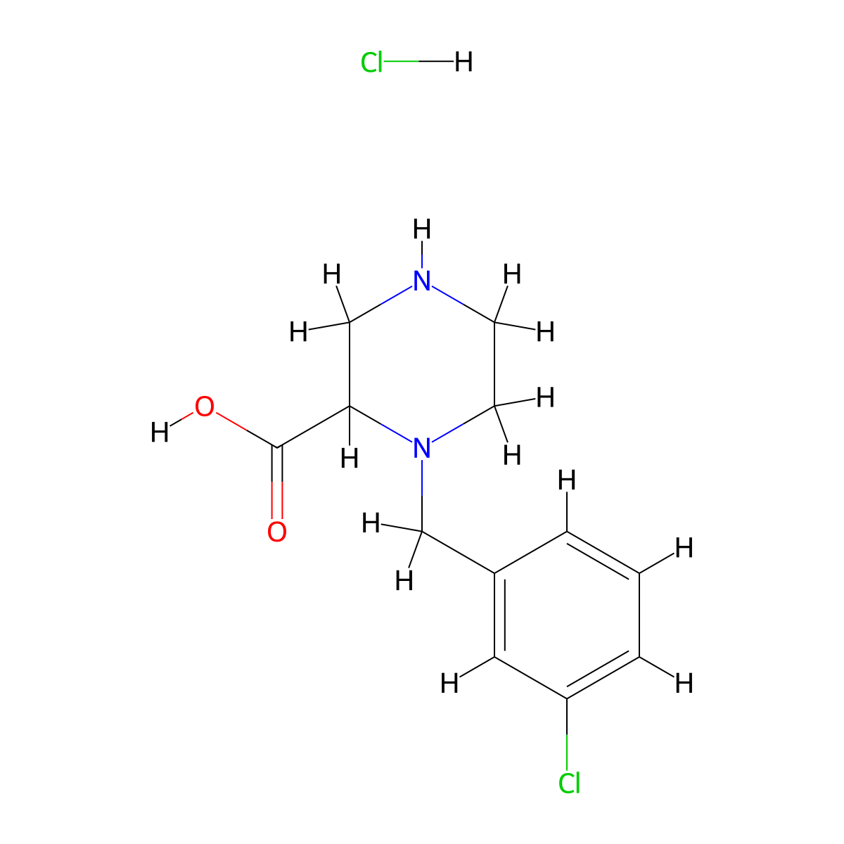1-(3-Chlorobenzyl)piperazine-2-carboxylic acid hydrochloride molecular structure, CAS 1432056-86-4