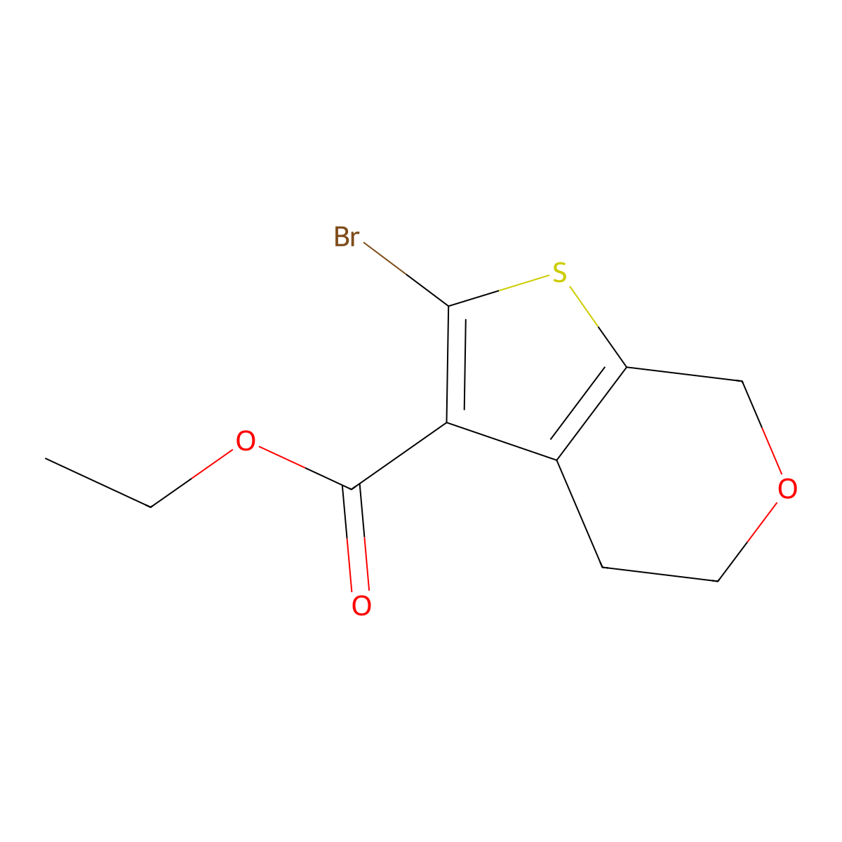 ethyl 2-bromo-4H,5H,7H-thieno[2,3-c]pyran-3-carboxylate molecular structure, CAS 1432058-16-6