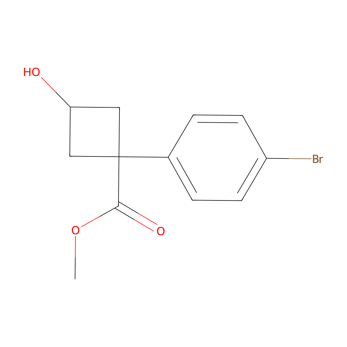 Methyl 1-(4-bromophenyl)-3-hydroxycyclobutanecarboxylate molecular structure, CAS 1432059-59-0