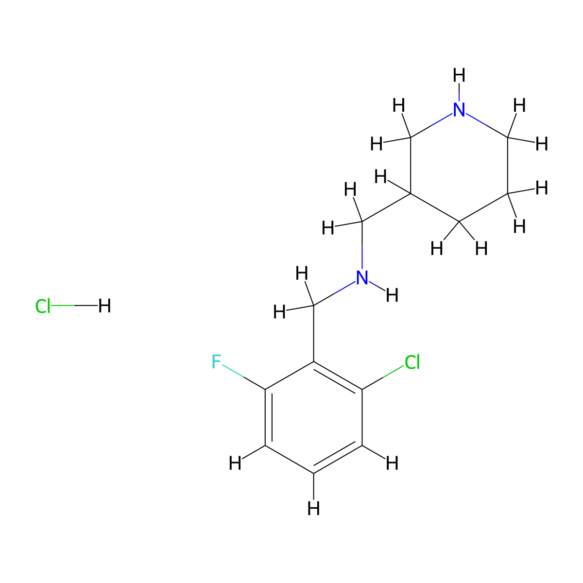 N-(2-chloro-6-fluorobenzyl)-1-(piperidin-3-yl)methanamine hydrochloride molecular structure, CAS 1432060-10-0