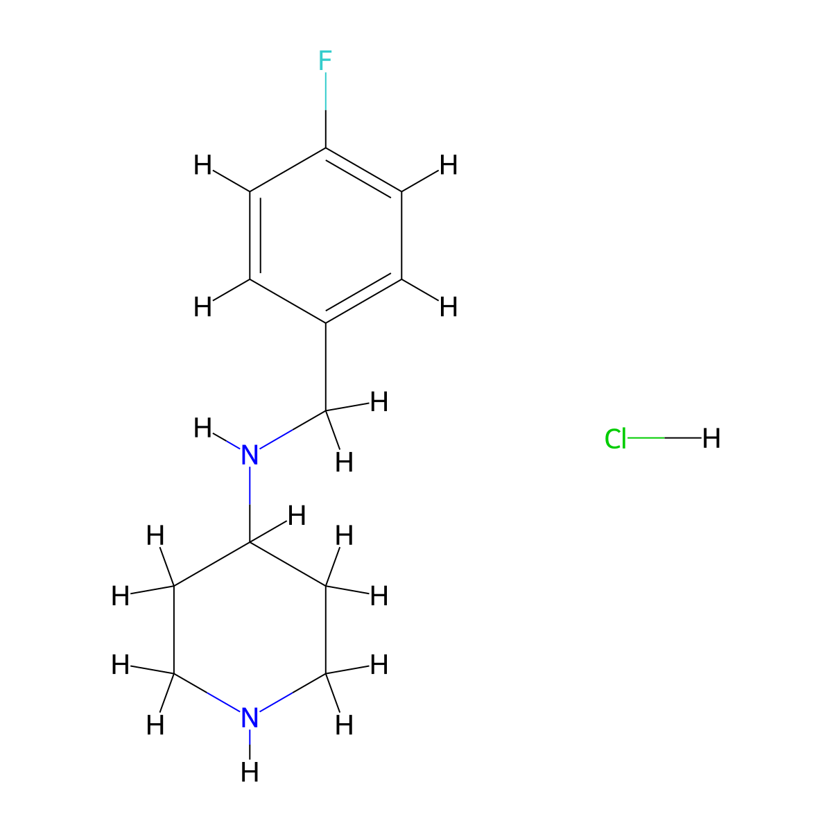 N-(4-fluorobenzyl)piperidin-4-amine hydrochloride molecular structure, CAS 1432060-28-0