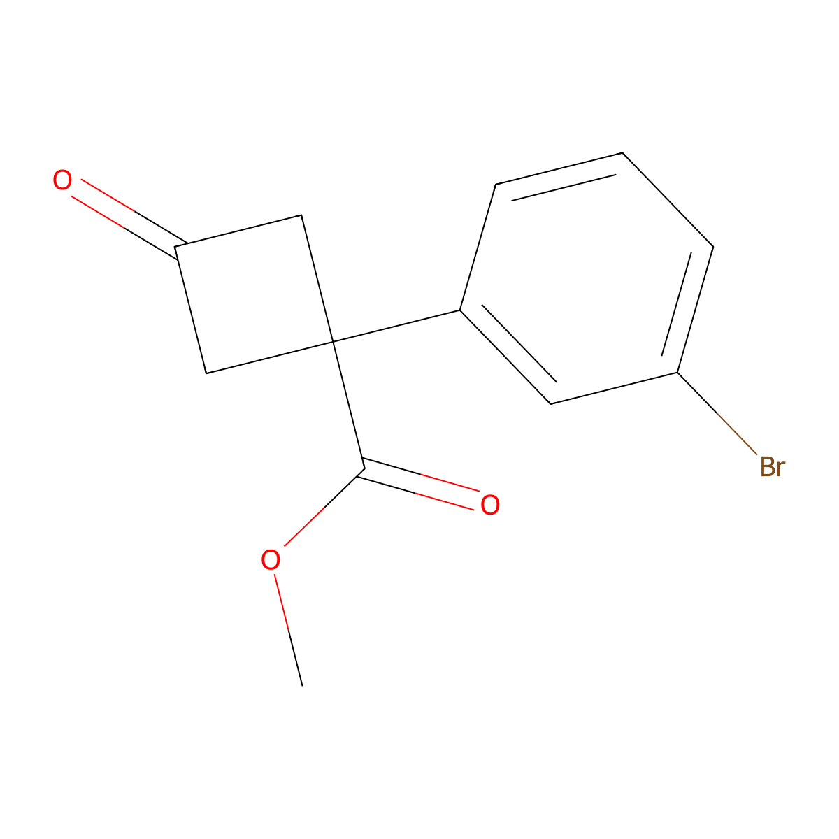 Methyl 1-(3-bromophenyl)-3-oxocyclobutane-1-carboxylate molecular structure, CAS 1432060-53-1