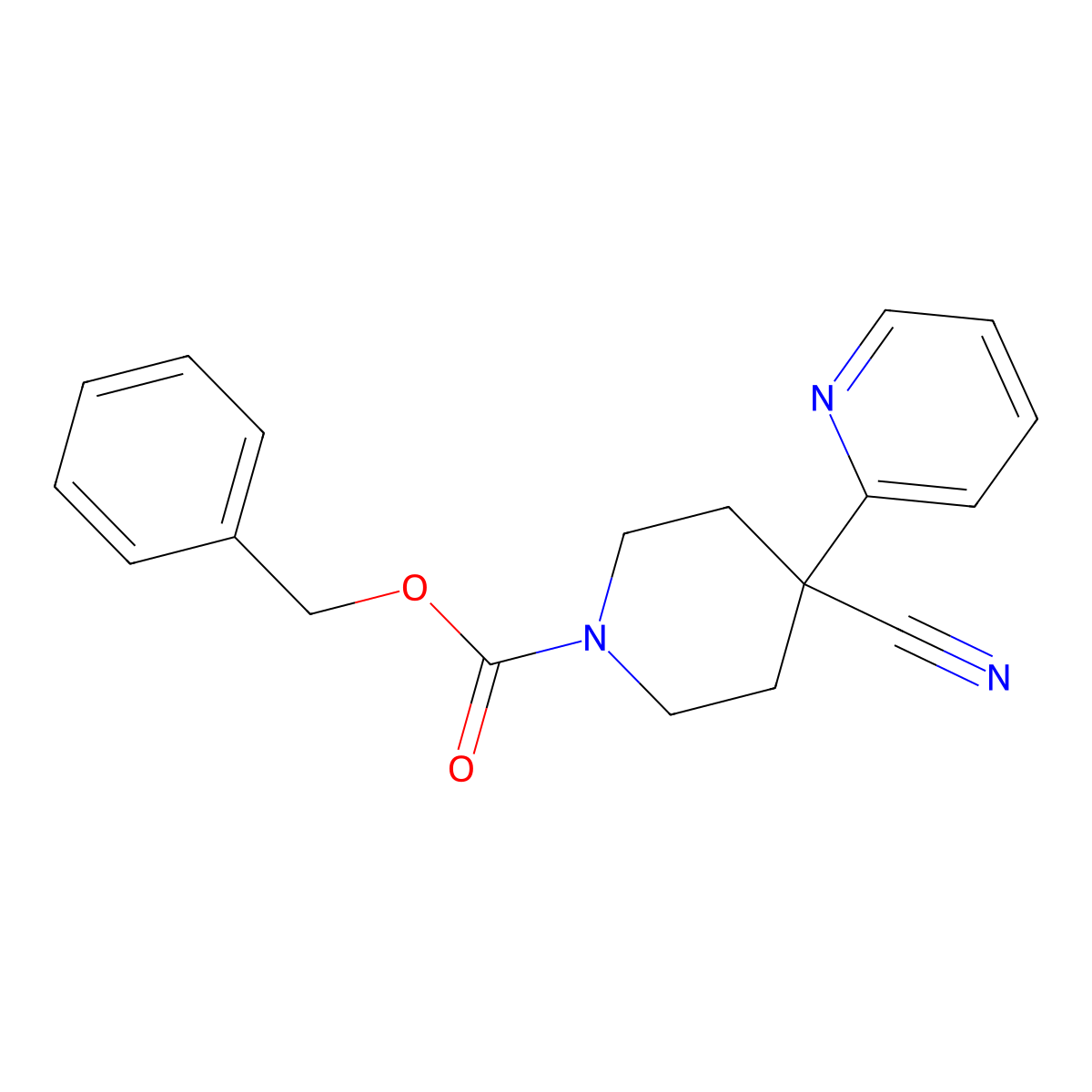 Benzyl 4-cyano-4-(pyridin-2-yl)piperidine-1-carboxylate molecular structure, CAS 1432060-65-5