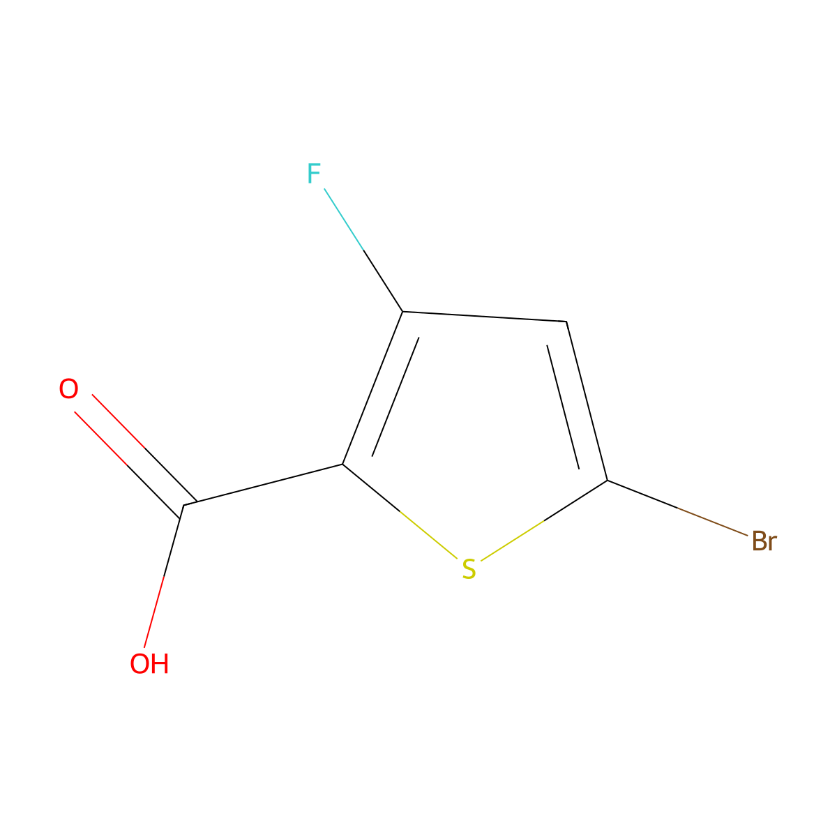 5-Bromo-3-fluorothiophene-2-carboxylic acid molecular structure, CAS 1432060-81-5