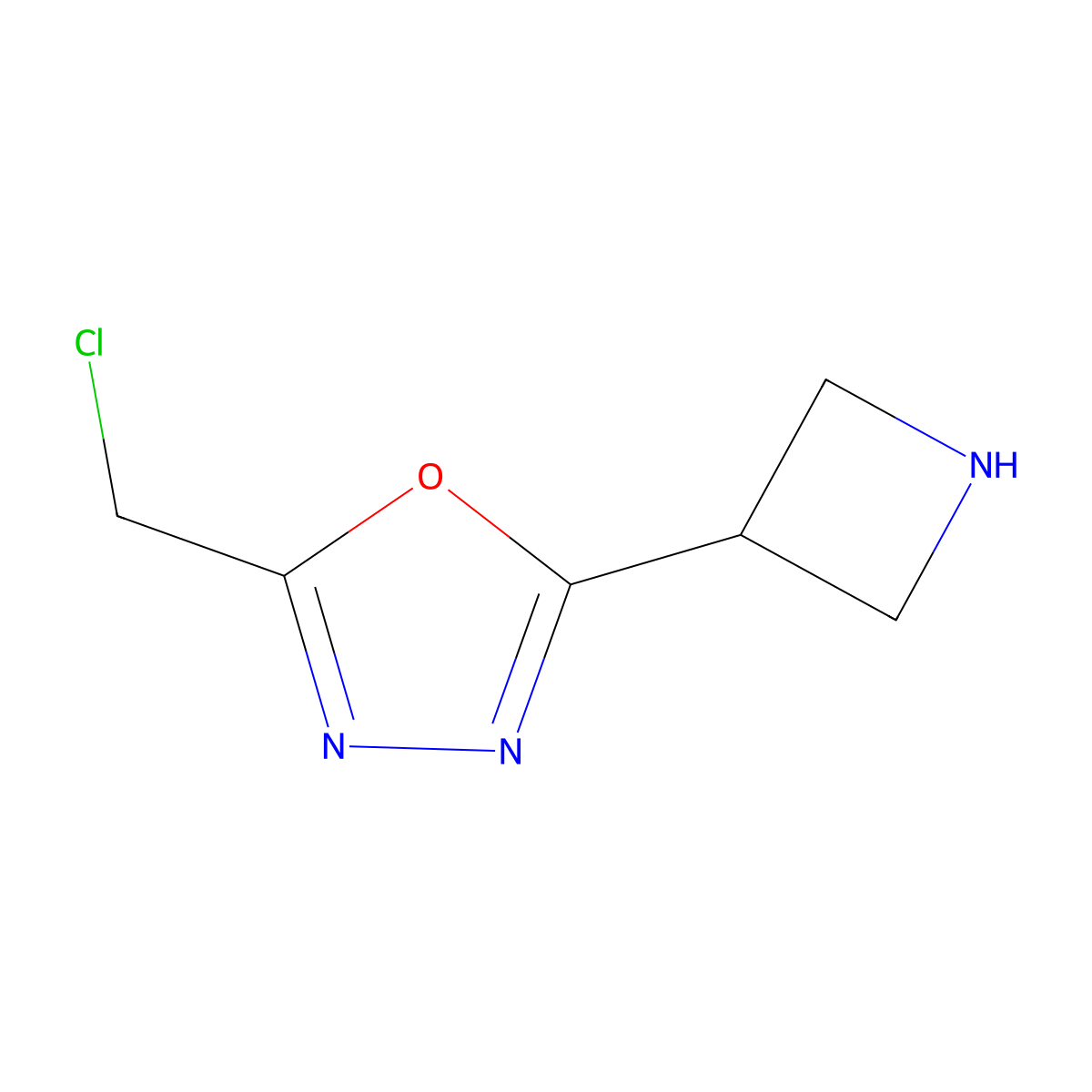 2-(Azetidin-3-yl)-5-(chloromethyl)-1,3,4-oxadiazole molecular structure, CAS 1432061-07-8