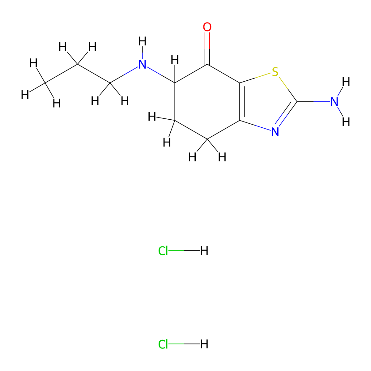 2-Amino-6-(propylamino)-5,6-dihydrobenzo[d]thiazol-7(4H)-one dihydrochloride molecular structure, CAS 1432061-98-7
