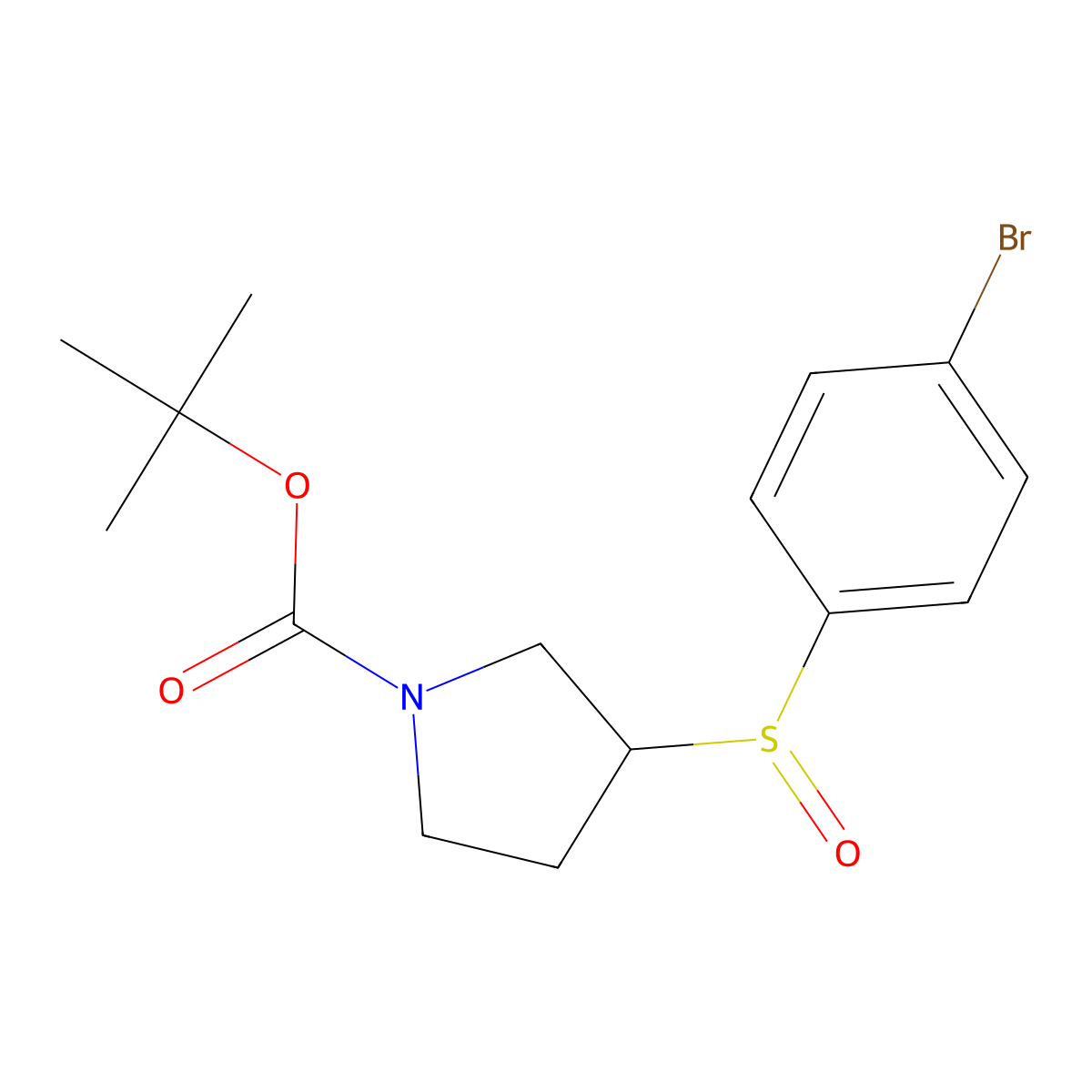 Tert-butyl 3-(4-bromobenzenesulfinyl)pyrrolidine-1-carboxylate molecular structure, CAS 1432062-06-0
