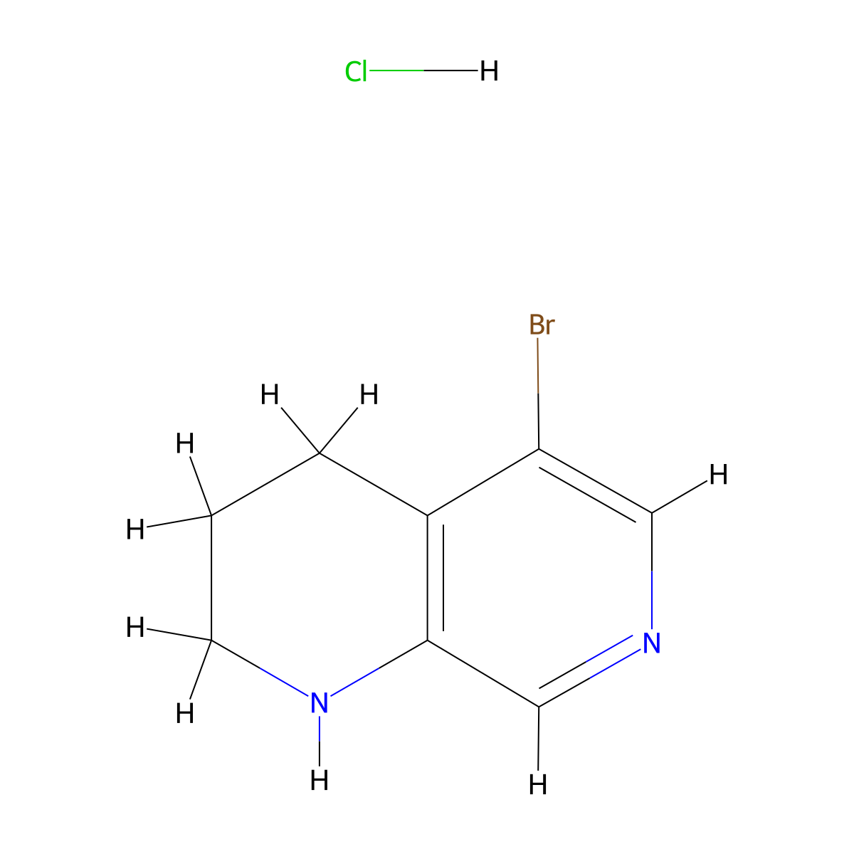 5-Bromo-1,2,3,4-tetrahydro-1,7-naphthyridine hydrochloride molecular structure, CAS 1432064-93-1
