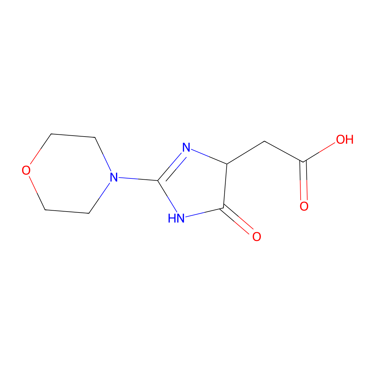 (2-morpholin-4-yl-4-oxo-4,5-dihydro-1H-imidazol-5-yl)acetic acid molecular structure, CAS 1432065-70-7