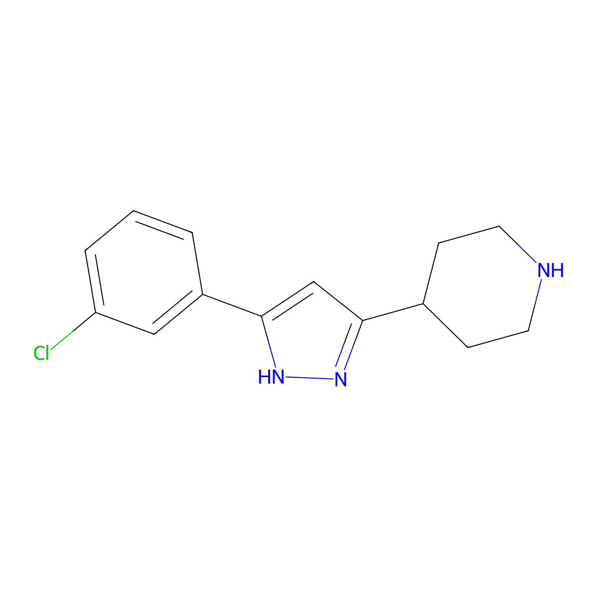 4-(5-(3-Chlorophenyl)-1H-pyrazol-3-yl)piperidine molecular structure, CAS 1432066-56-2