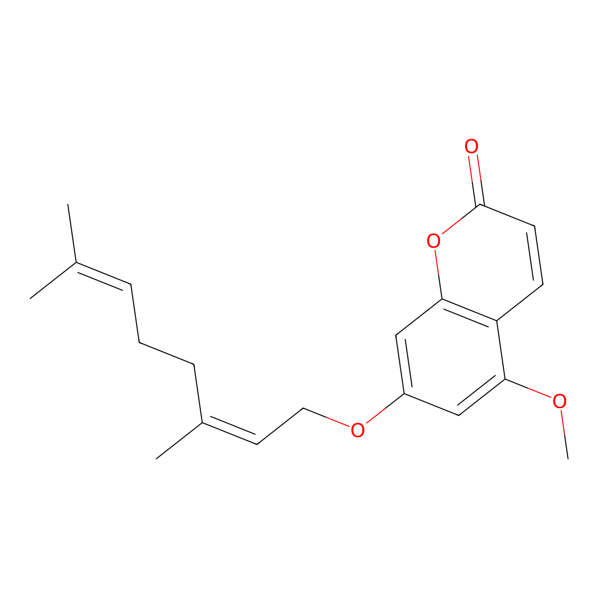 2H-1-Benzopyran-2-one, 7-[(3,7-dimethyl-2,6-octadien-1-yl)oxy]-5-methoxy- molecular structure, CAS 1432075-68-7