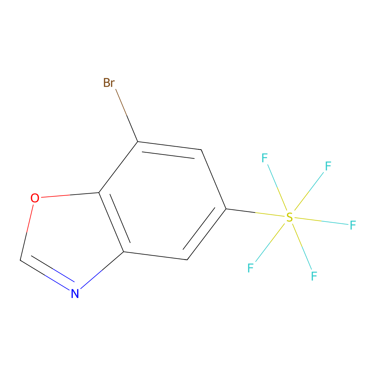 7-Bromo-5-(pentafluorothio)-1,3-benzoxazole molecular structure, CAS 1432075-78-9