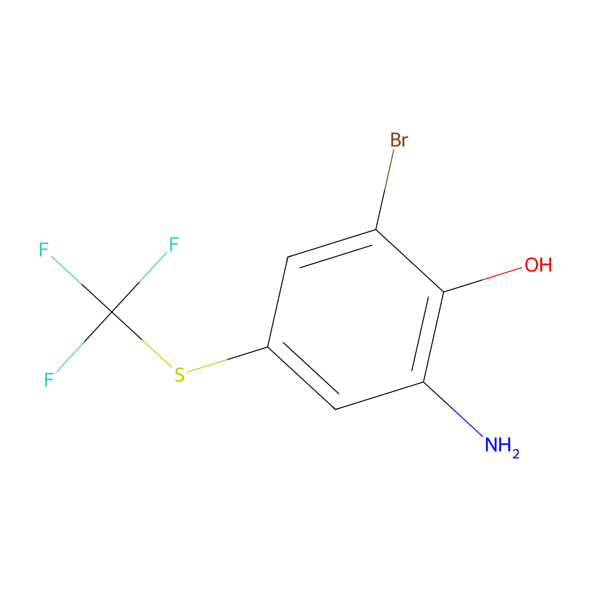 2-Amino-6-bromo-4-[(trifluoromethyl)thio]phenol molecular structure, CAS 1432075-81-4