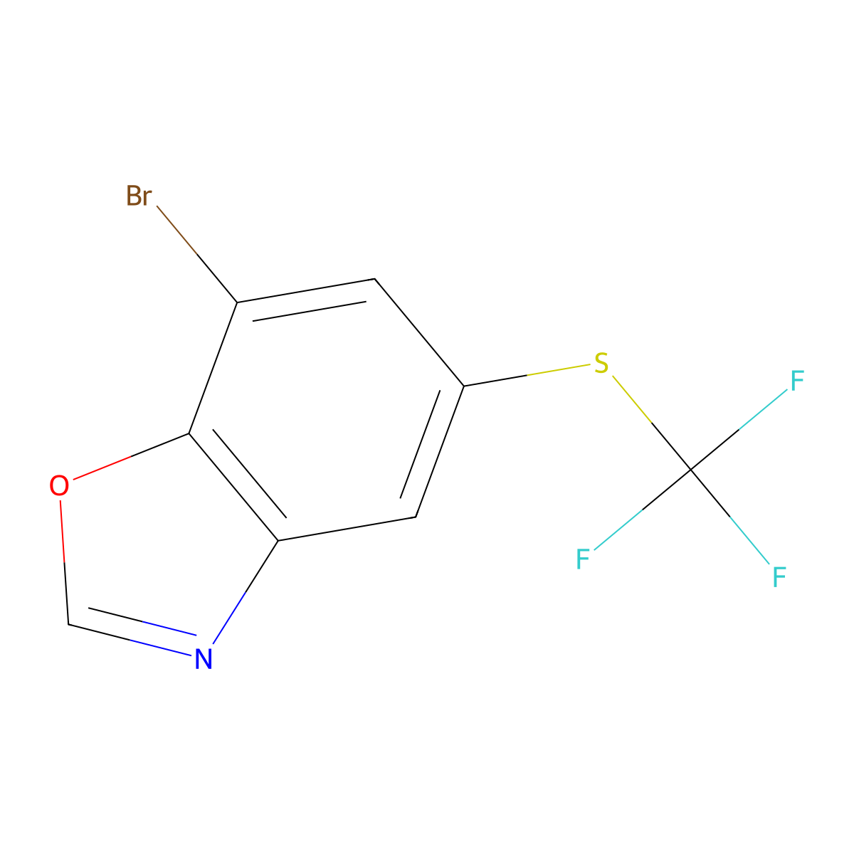 7-Bromo-5-((trifluoromethyl)thio)benzo[d]oxazole molecular structure, CAS 1432075-83-6