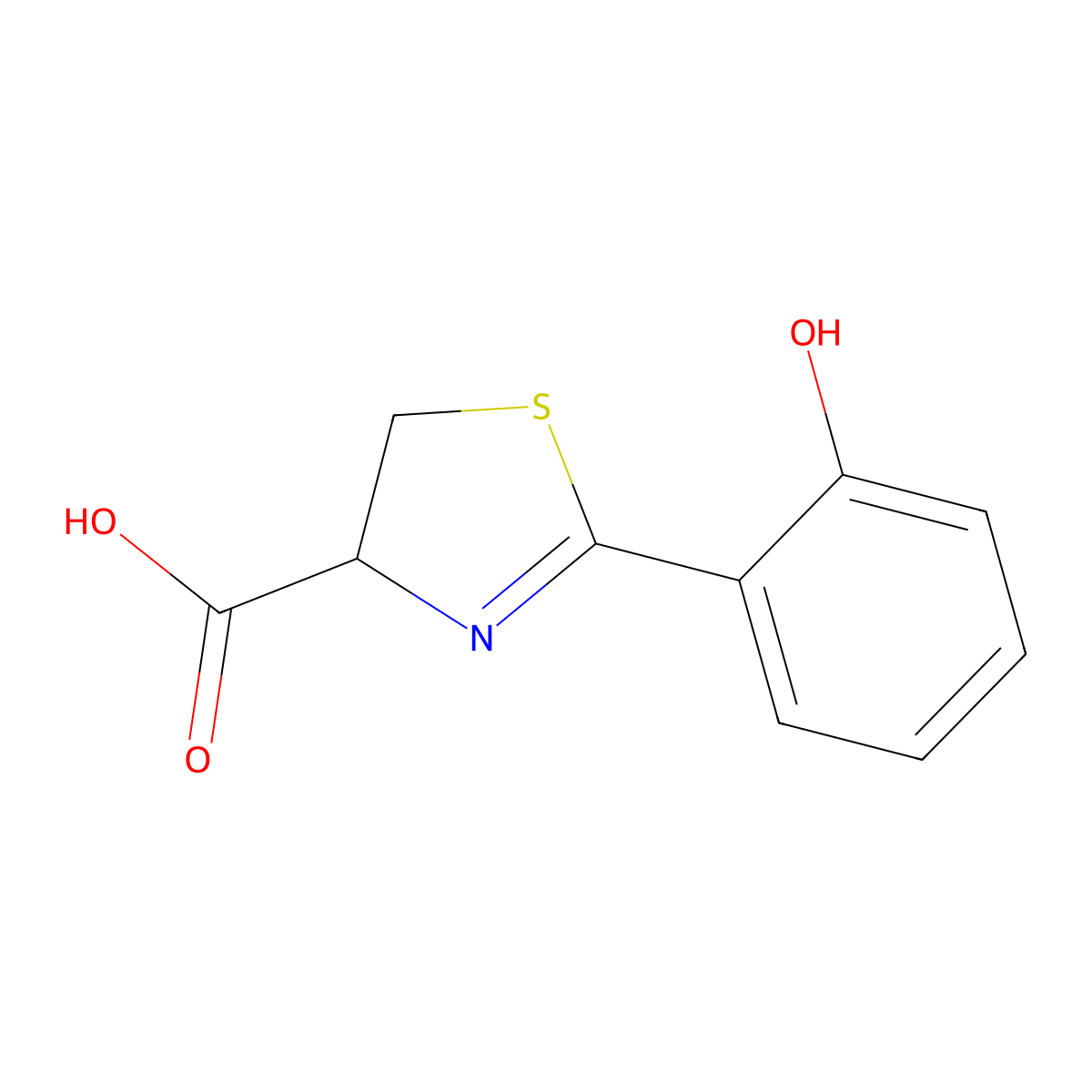4,5-Dihydro-2-(2-hydroxyphenyl)-4-thiazolecarboxylic acid molecular structure, CAS 143209-04-5