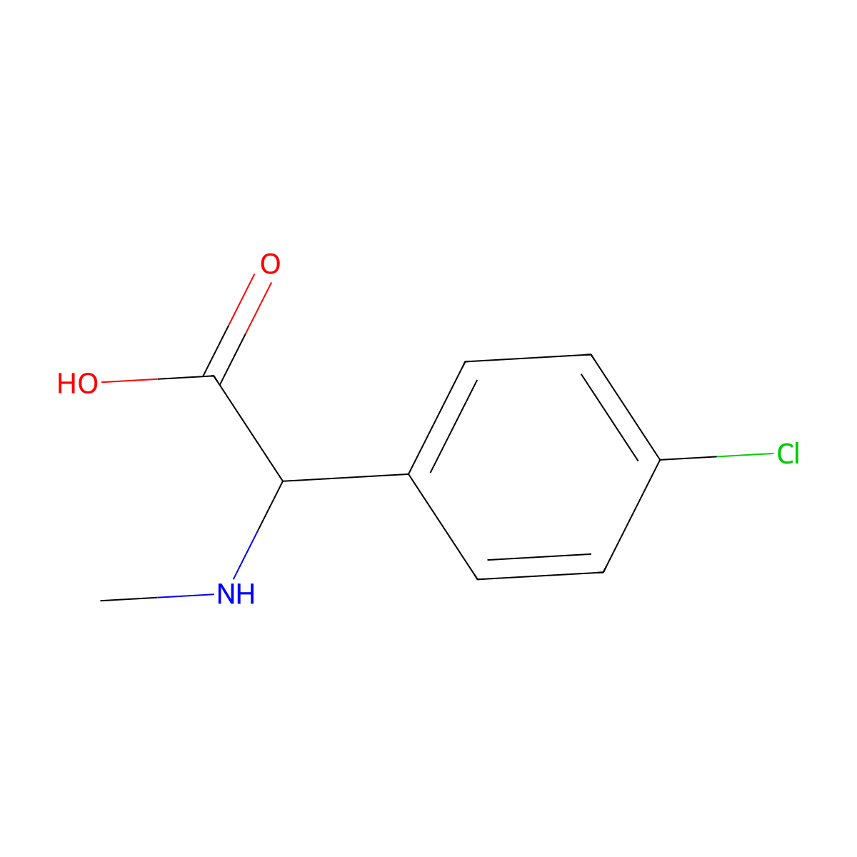 2-(4-Chlorophenyl)-2-(methylamino)acetic acid molecular structure, CAS 143209-97-6
