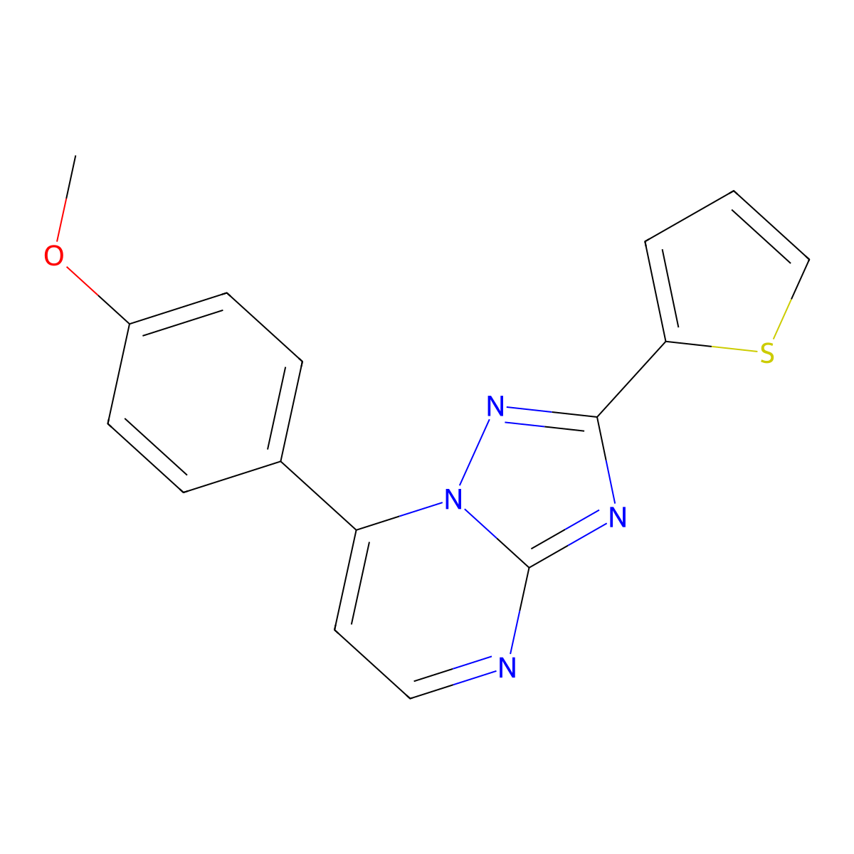 7-(4-Methoxyphenyl)-2-(2-thienyl)[1,2,4]triazolo[1,5-a]pyrimidine molecular structure, CAS 1432096-92-8