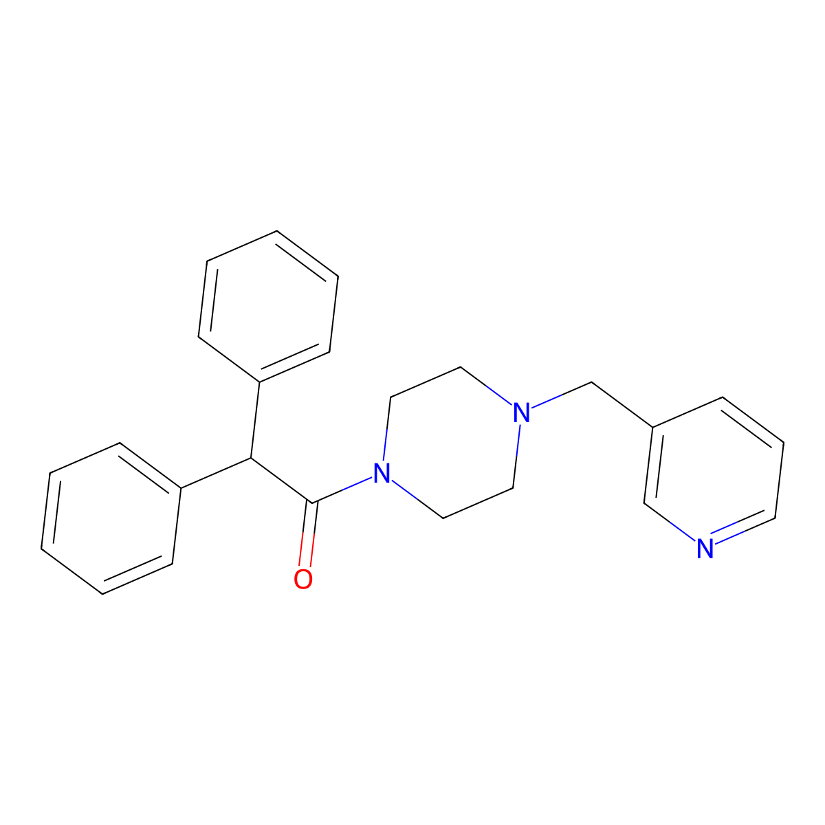 2,2-Diphenyl-1-{4-[(pyridin-3-yl)methyl]piperazin-1-yl}ethan-1-one molecular structure, CAS 143210-42-8