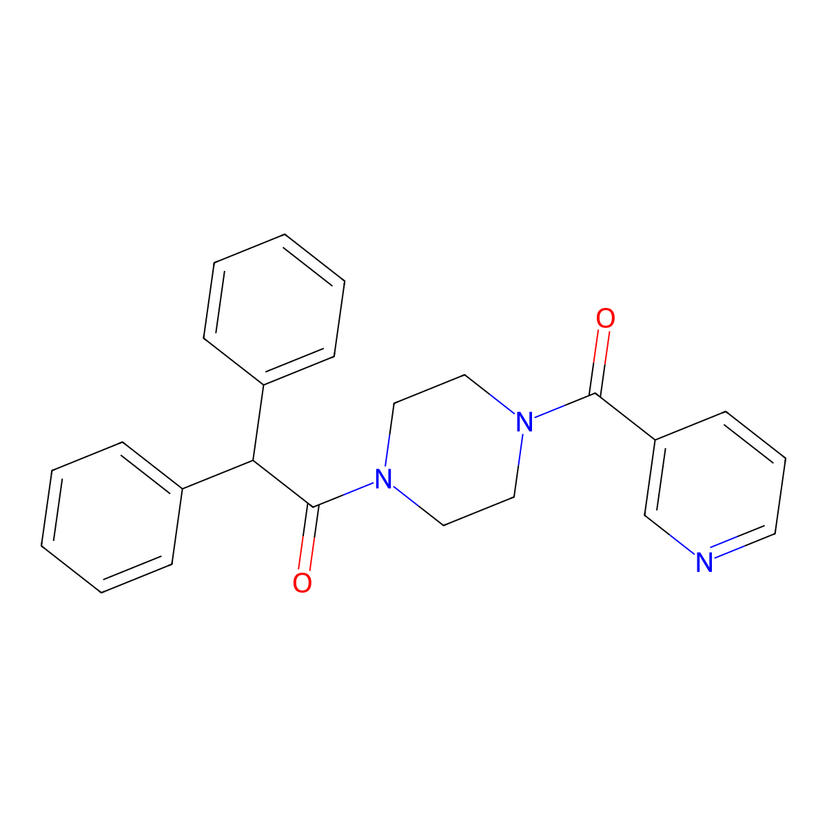1-(Diphenylacetyl)-4-(3-pyridinylcarbonyl)piperazine molecular structure, CAS 143210-50-8