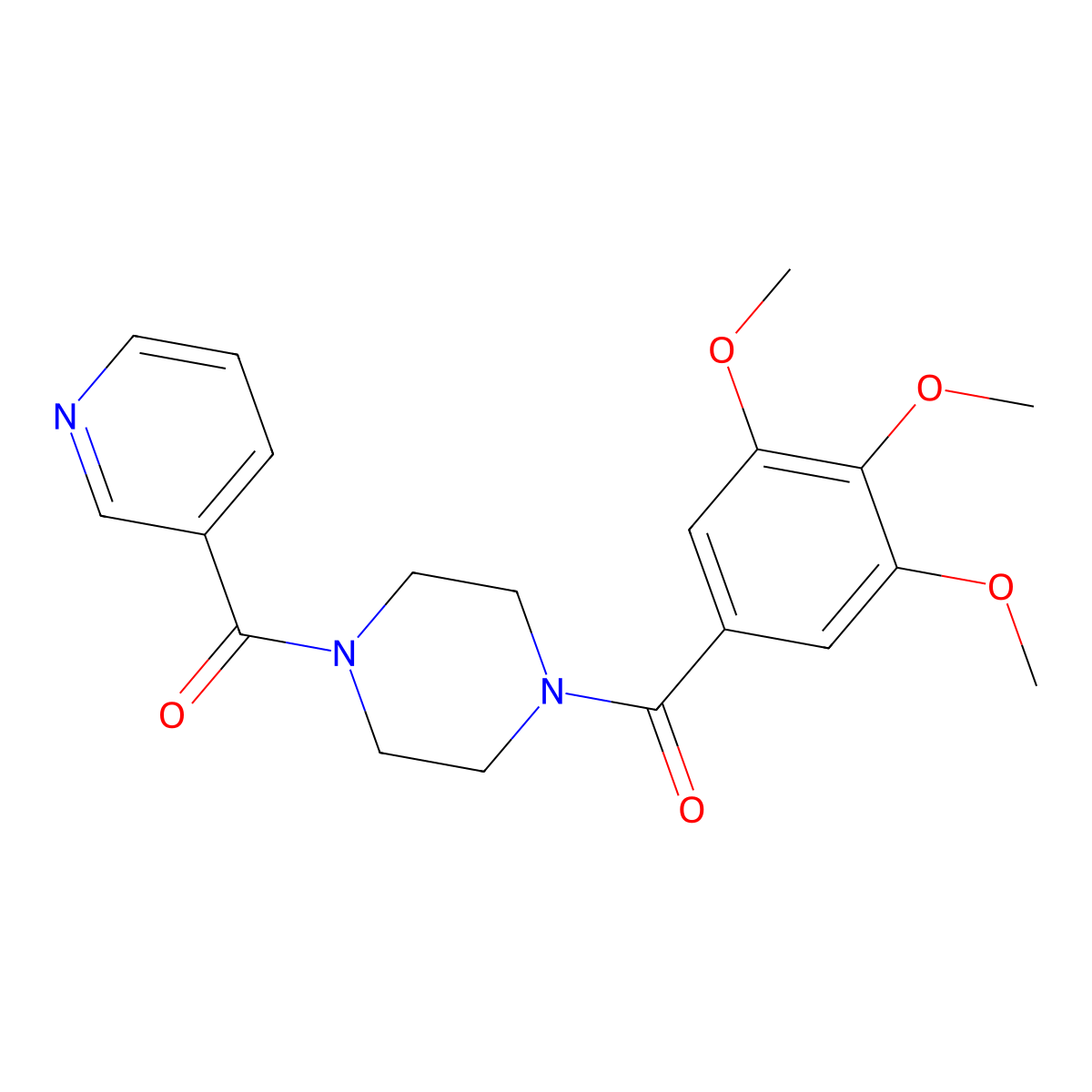 Pyridin-3-yl-[4-(3,4,5-trimethoxybenzoyl)piperazin-1-yl]methanone molecular structure, CAS 143210-54-2
